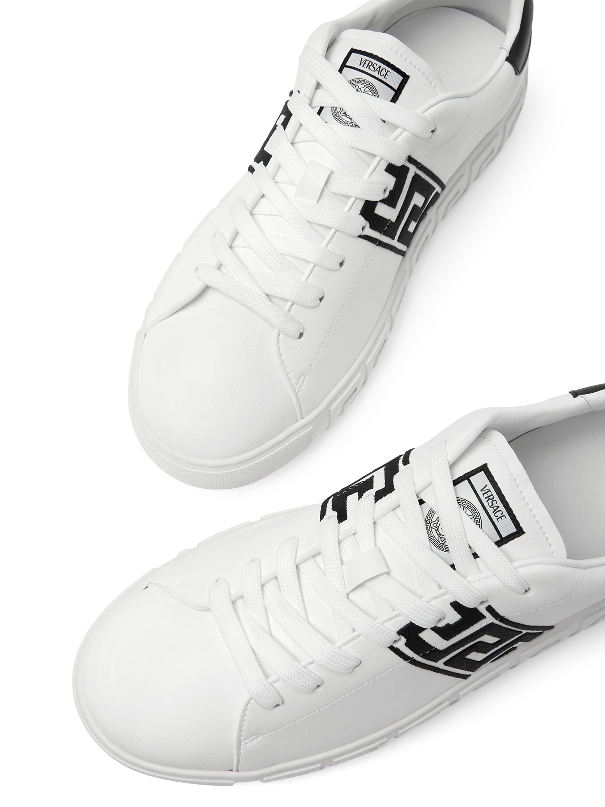 Versace Embroidered La Greca Leather Sneakers | Saks Fifth Avenue