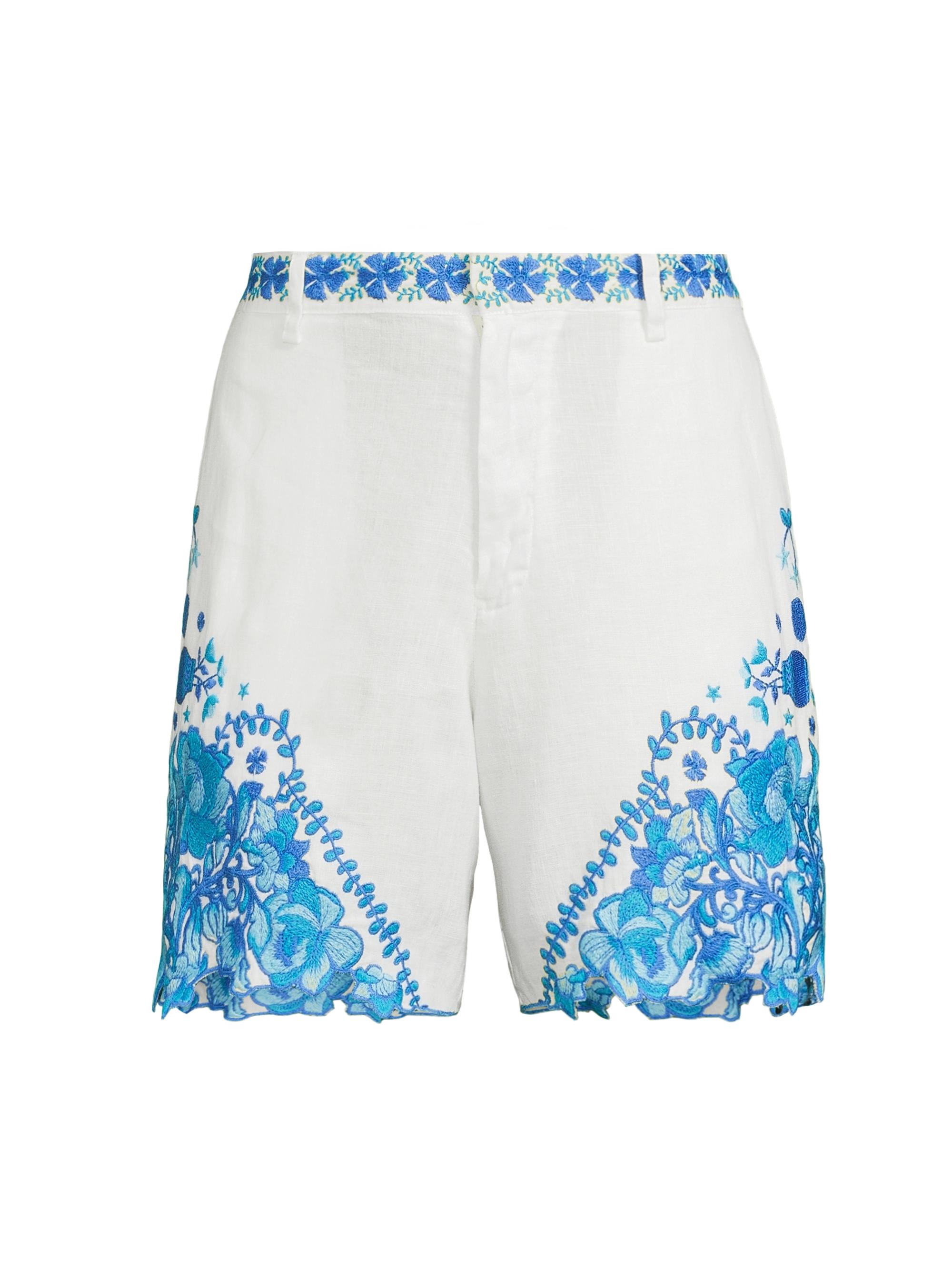 Johnny Was Women's Tai Embroidered Linen Shorts - Antique White