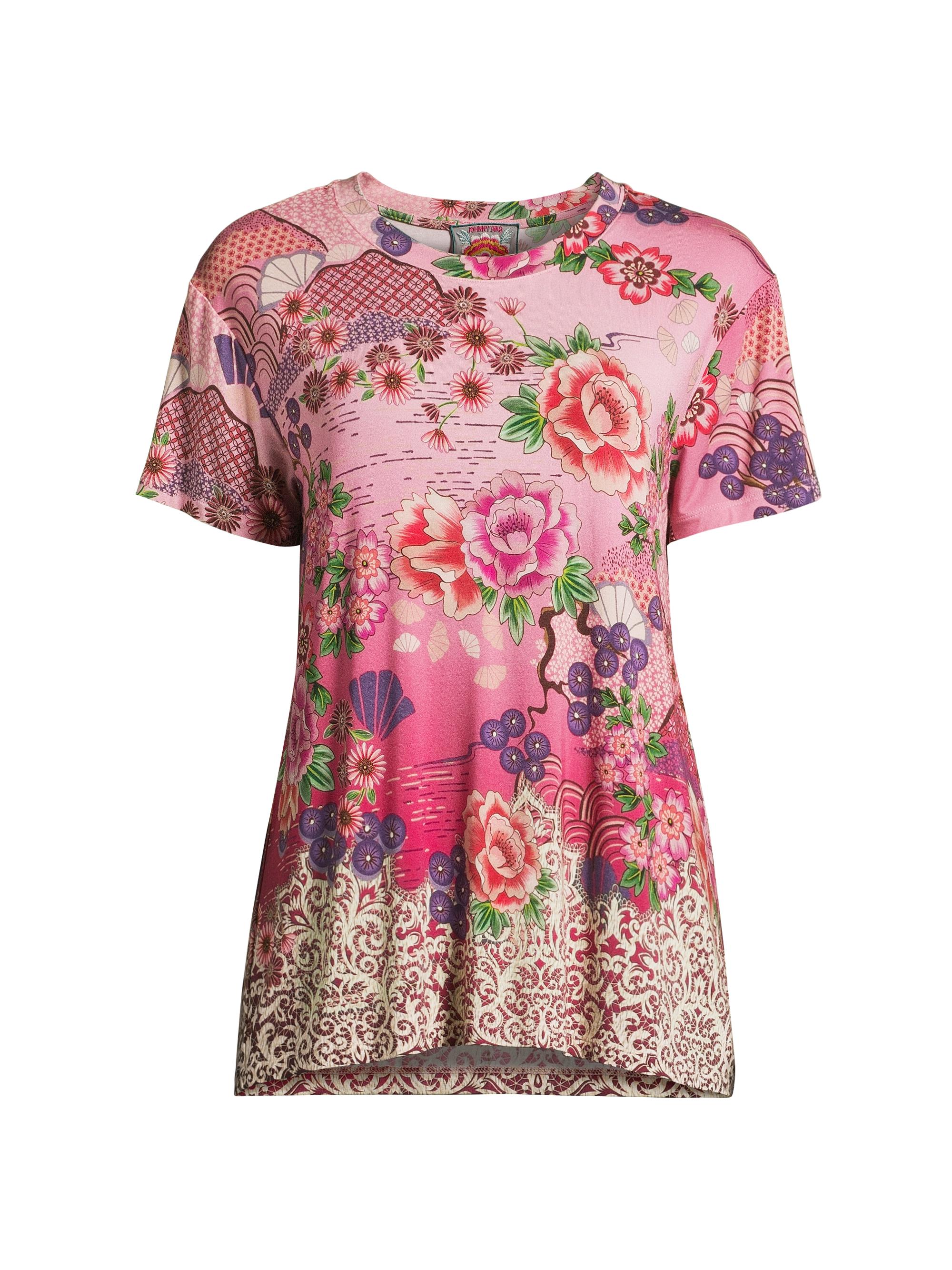 Johnny Was Women's Printed Stretch T-Shirt - Pink Lace