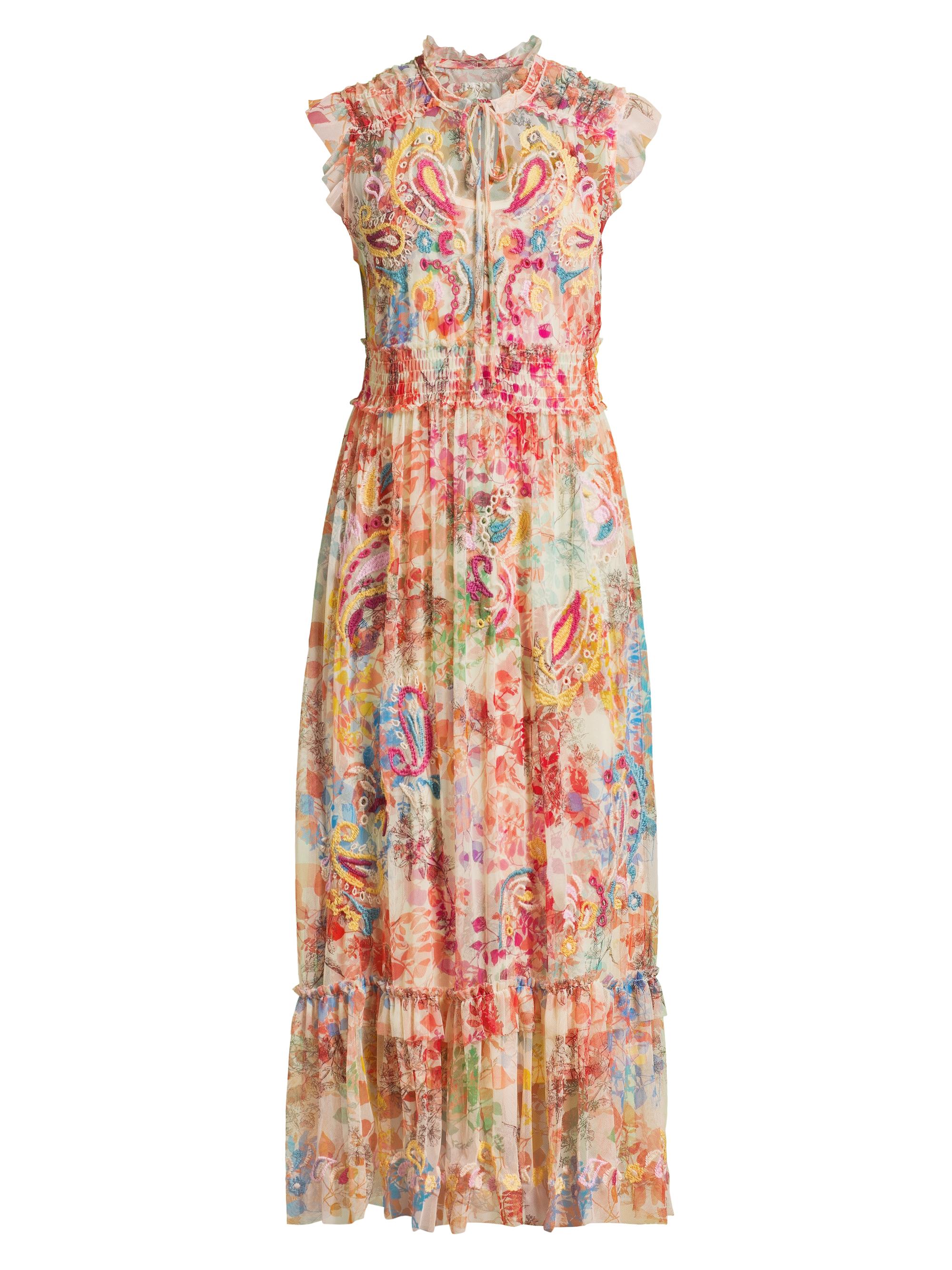 Johnny Was Women's Mazzy Embroidered Mesh Dress - Leafy