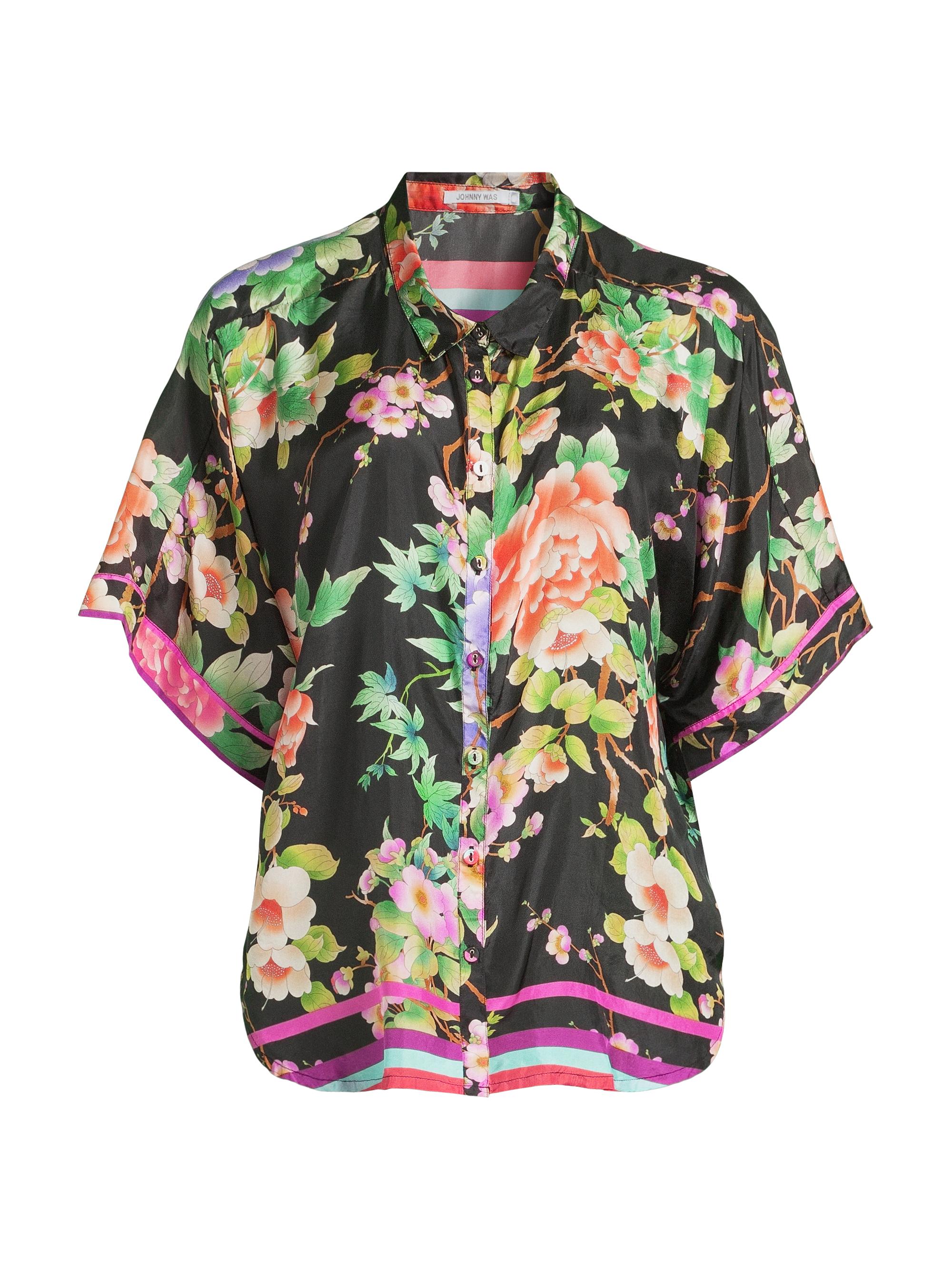 Johnny Was Women's Petalunah Silk Scarf-Print Blouse - Le Jardin Scarf Print