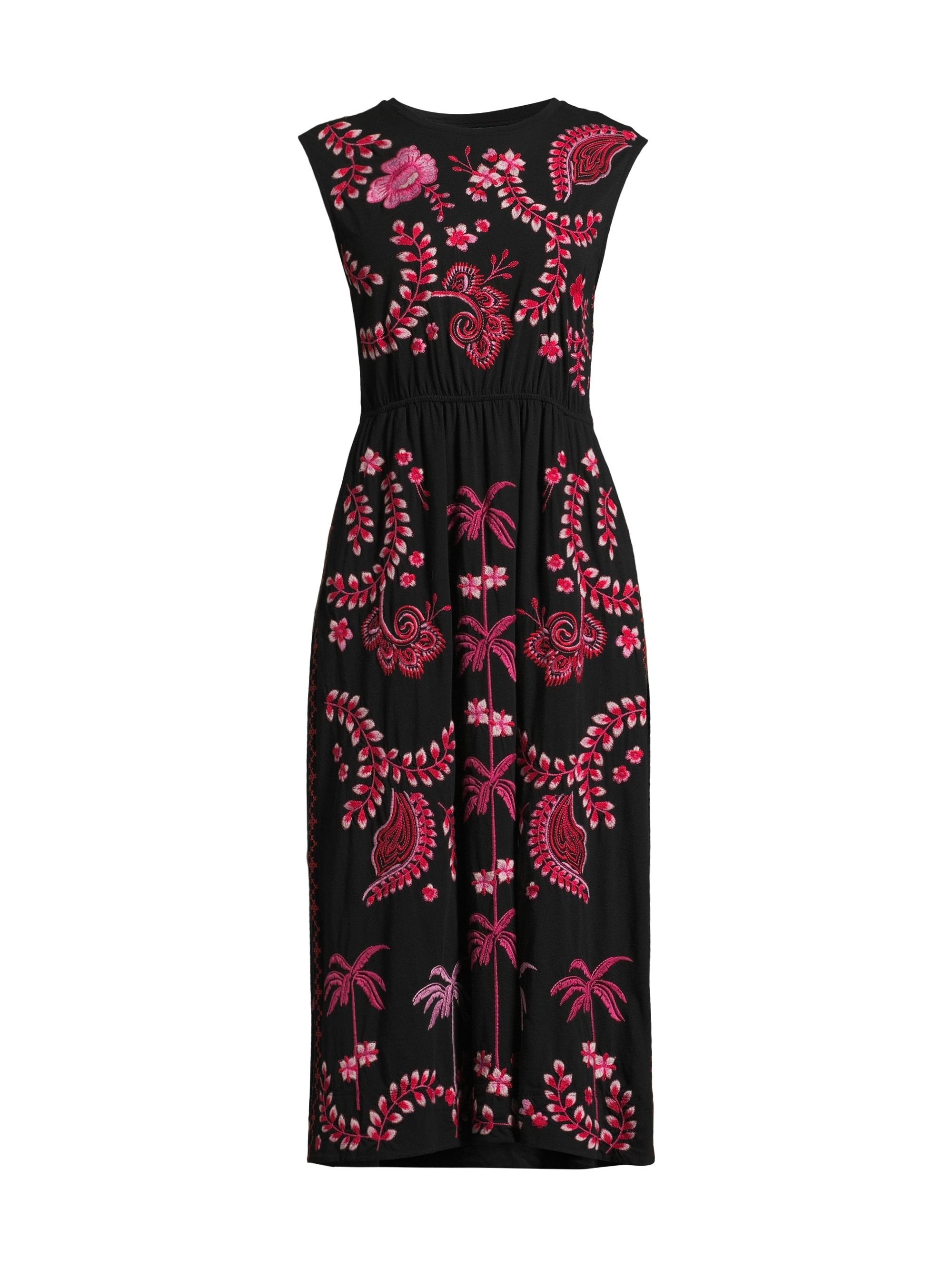 Johnny Was Women's Cassia Tie-Back Midi-Dress - Black