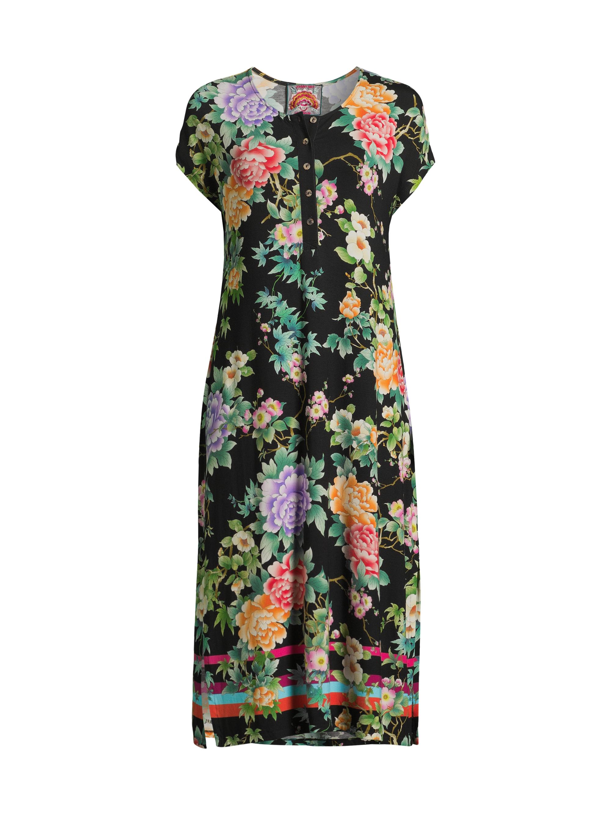 Johnny Was Women's Le Jardin Floral Short-Sleeve Shirt - Le Jardin Scarf Print