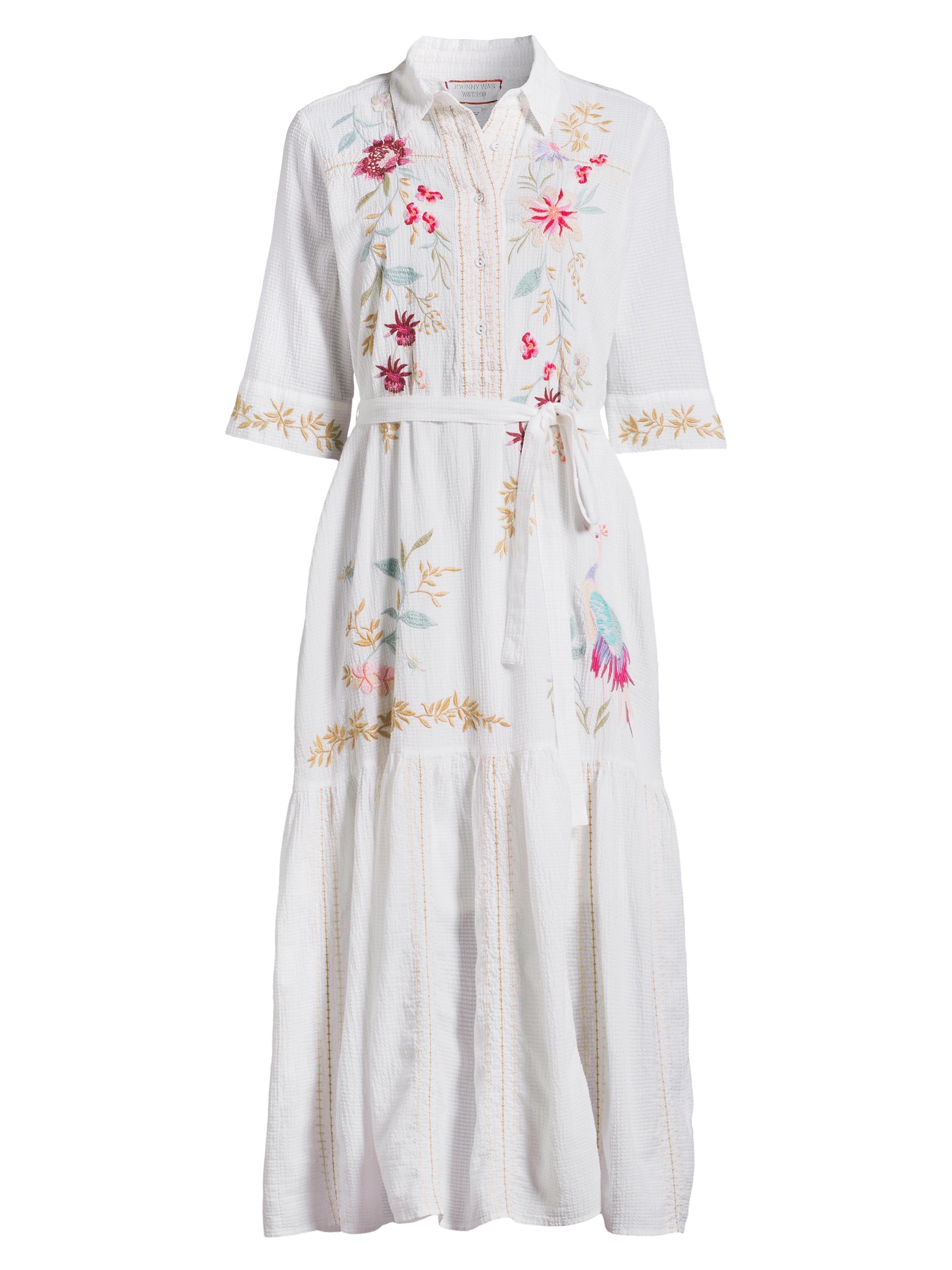 Johnny Was Women's Darcey Embroidered Shirtdress - Dahlia Stripe