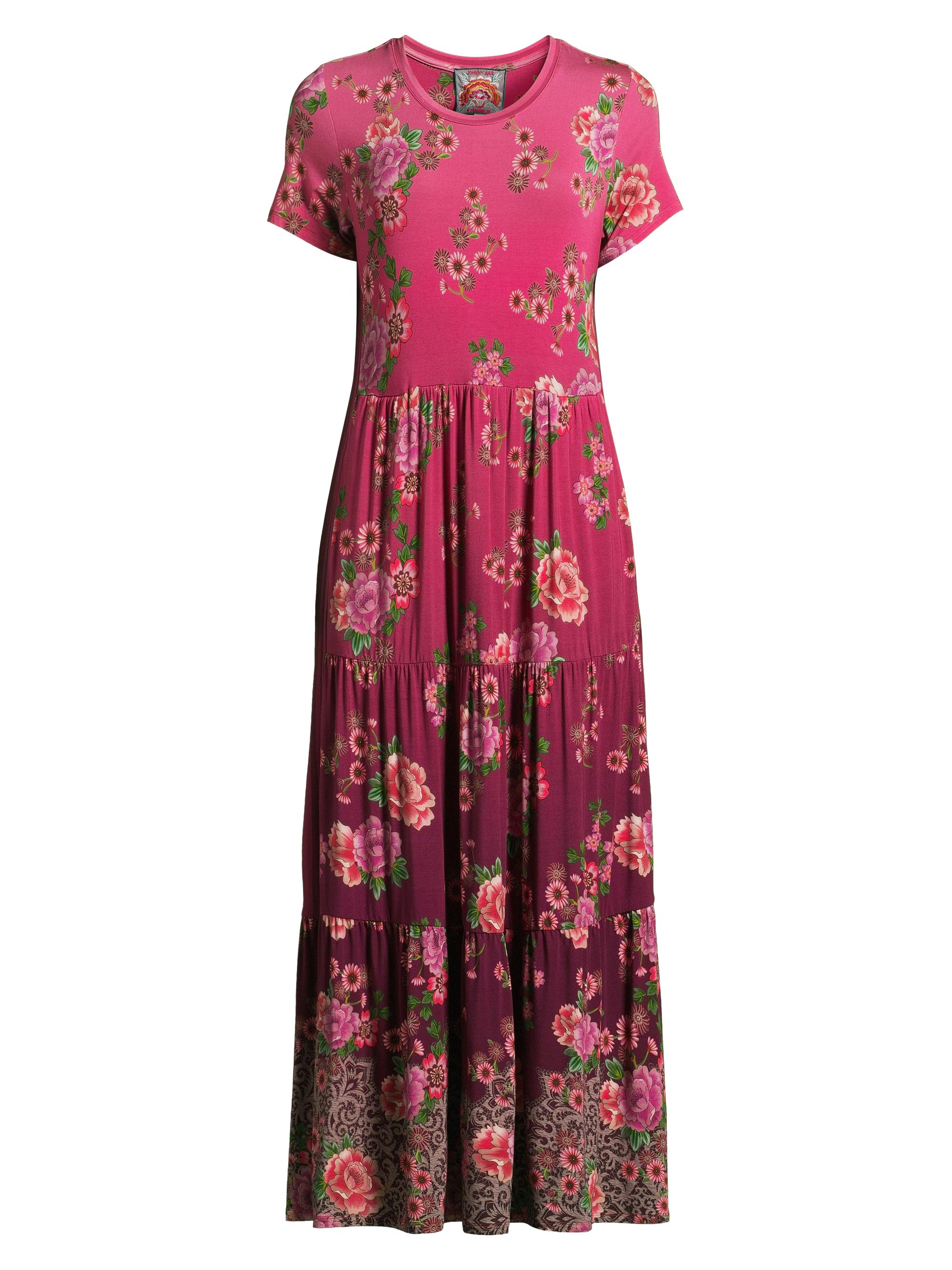 Johnny Was Women's Floral Tiered Midi-Dress - Pink Lace