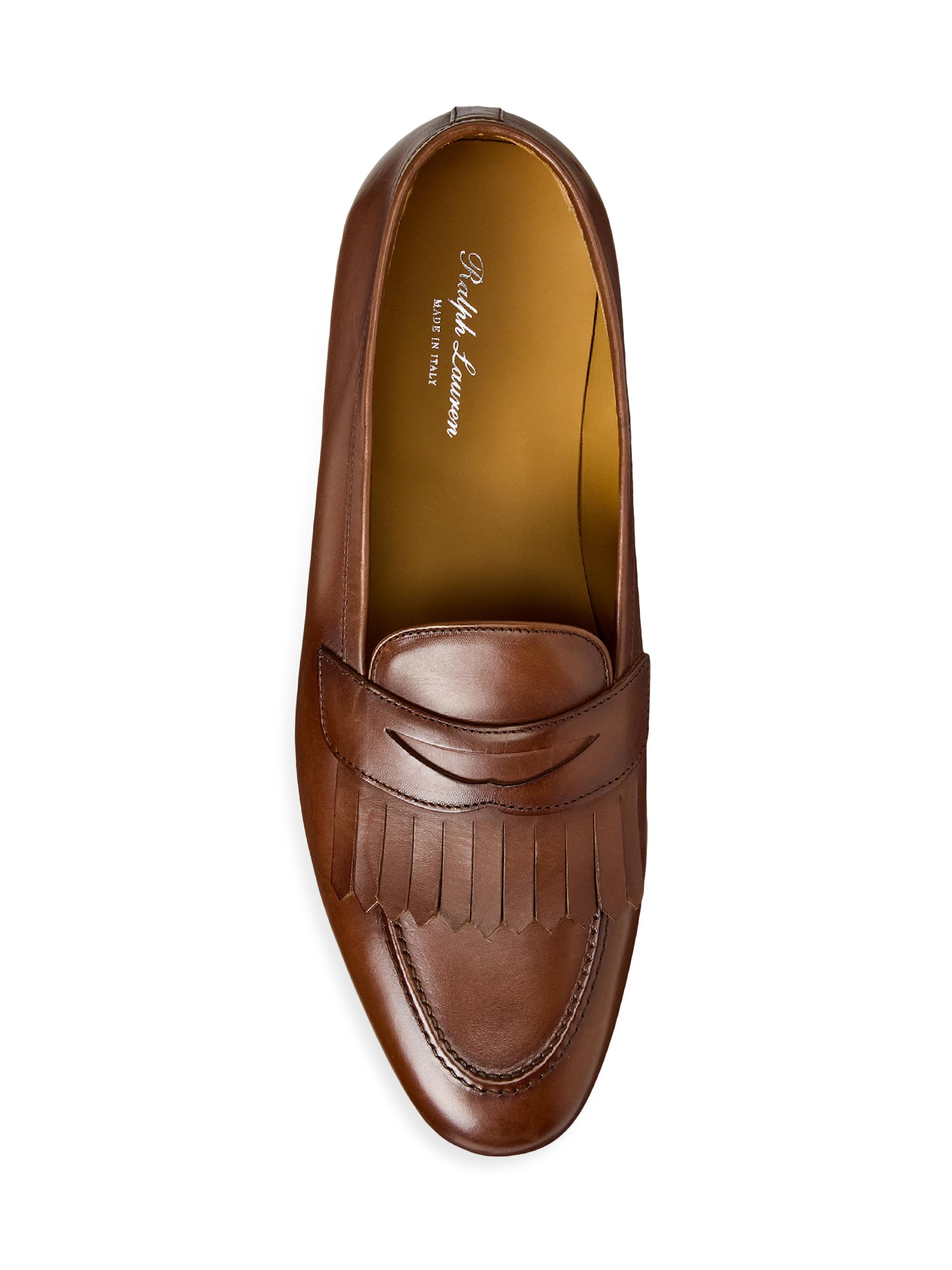 Ralph Lauren Purple Label Essex Burnished Leather Loafers | Saks