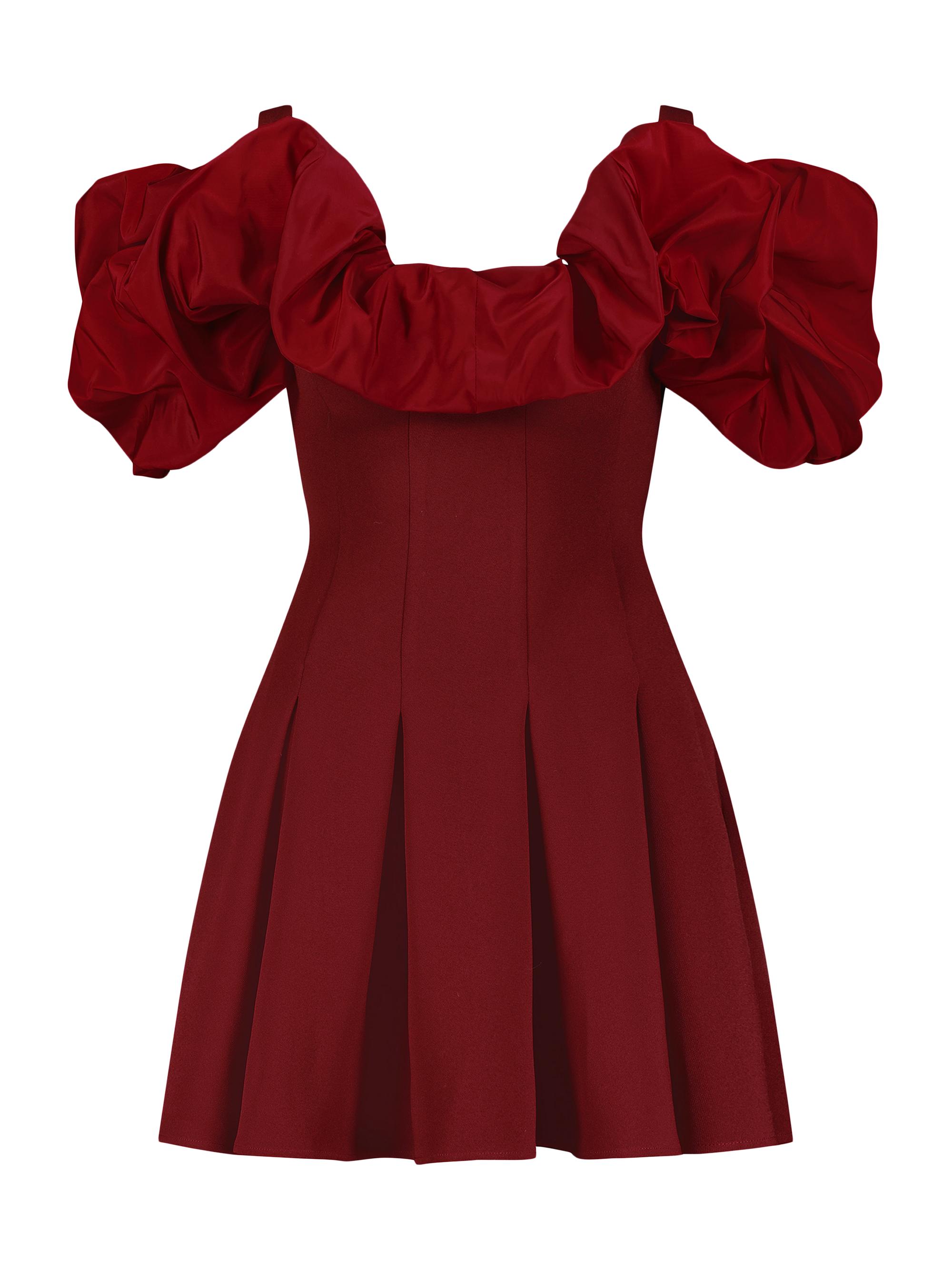 Mac Duggal Women's Crepe Faille Godet-Hem Minidress - Oxblood