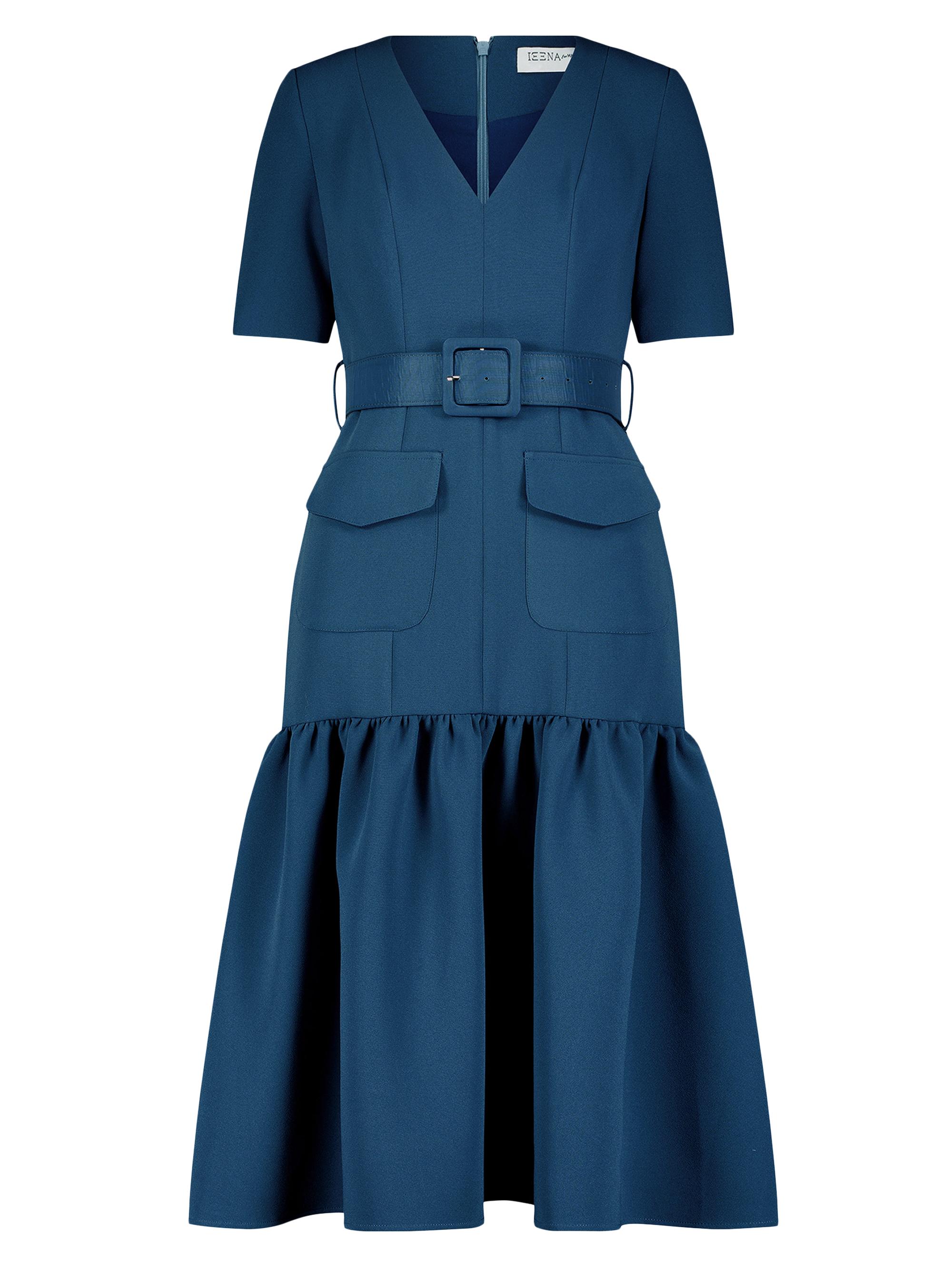 Mac Duggal Women's Crepe Patch-Pocket Midi-Dress - Deep Blue