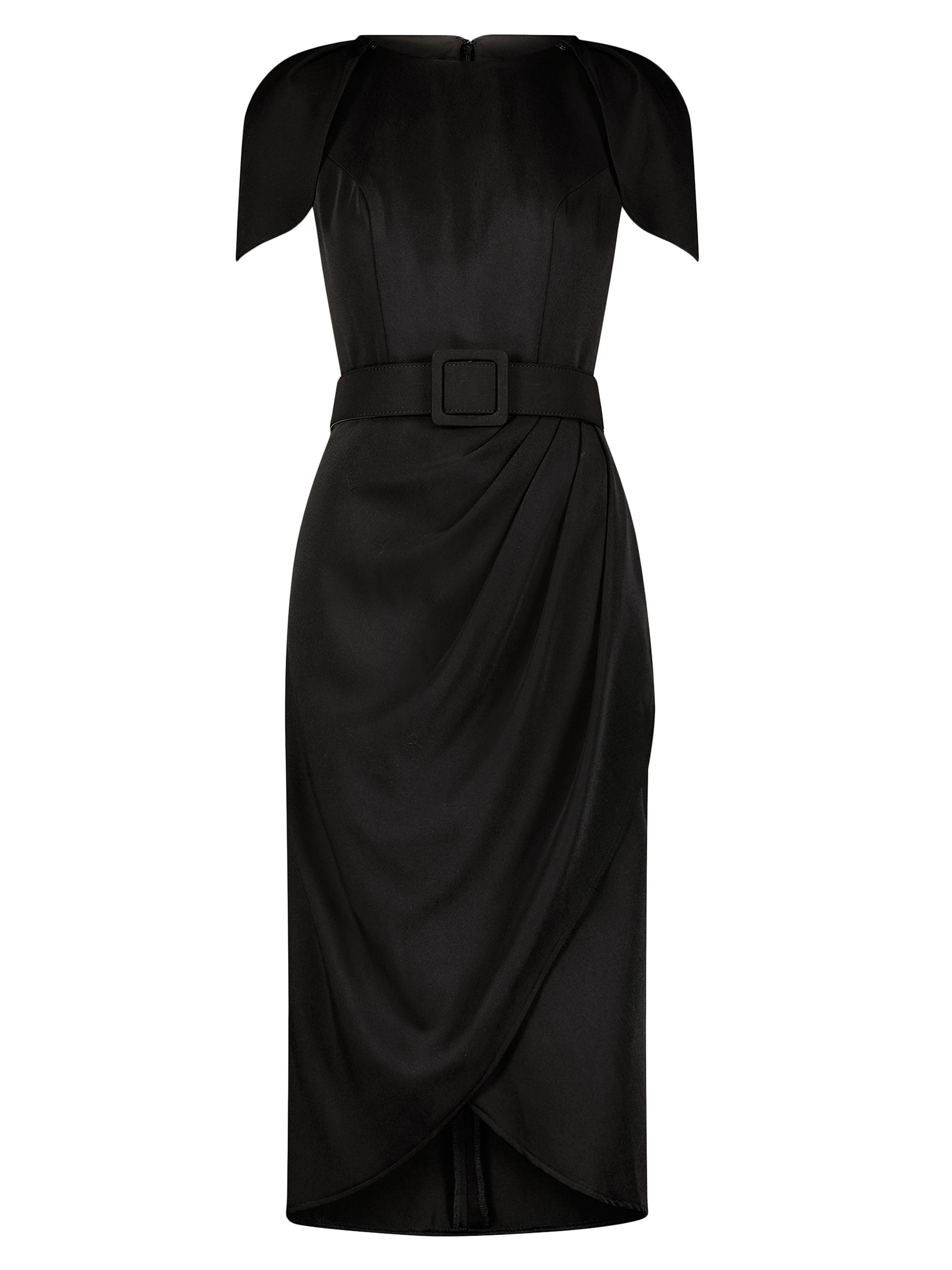 Mac Duggal Women's Crepe Belted Tulip-Hem Midi-Dress - Black