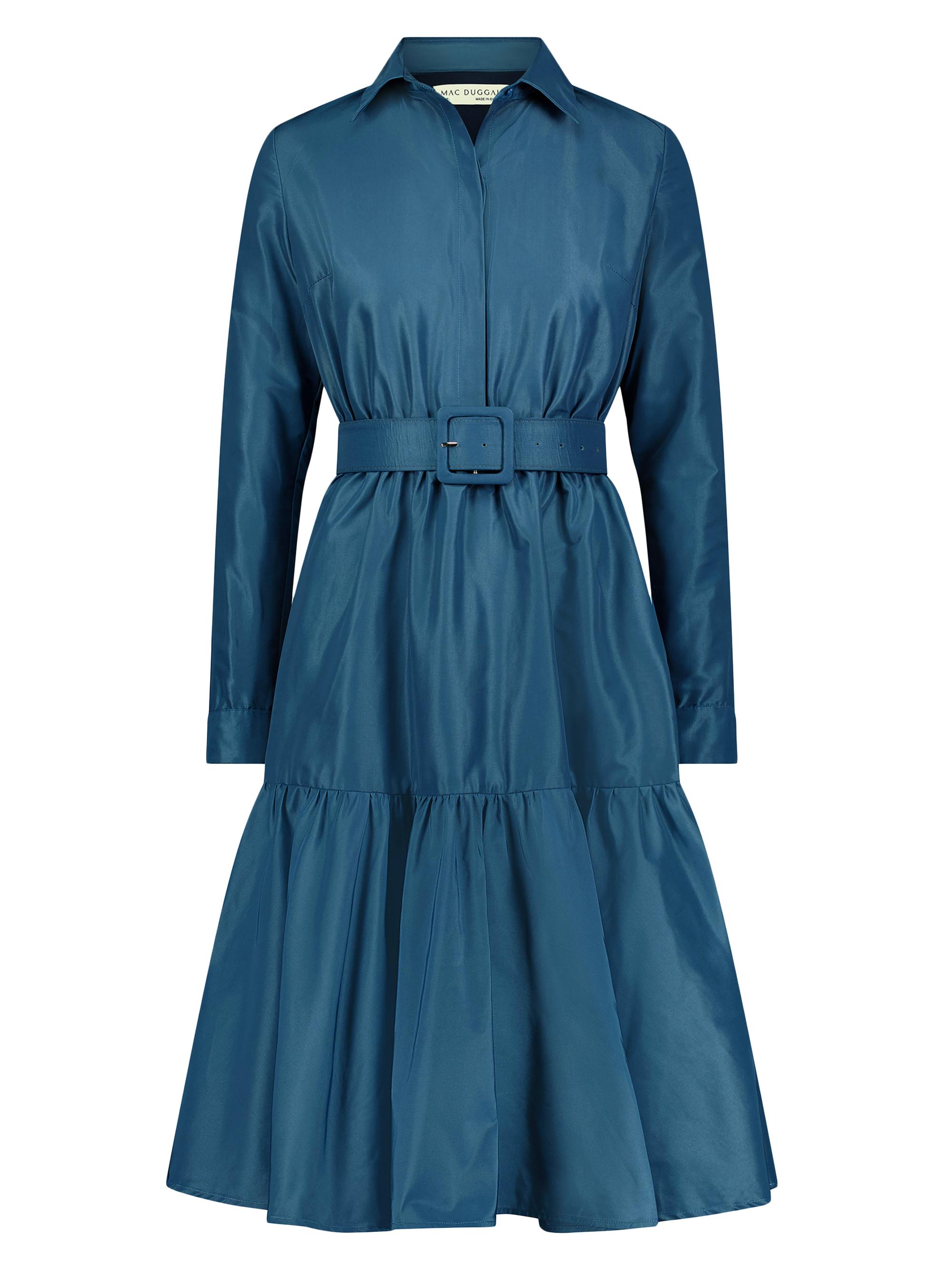 Mac Duggal Women's Faille Belted A-Line Shirtdress - Deep Blue