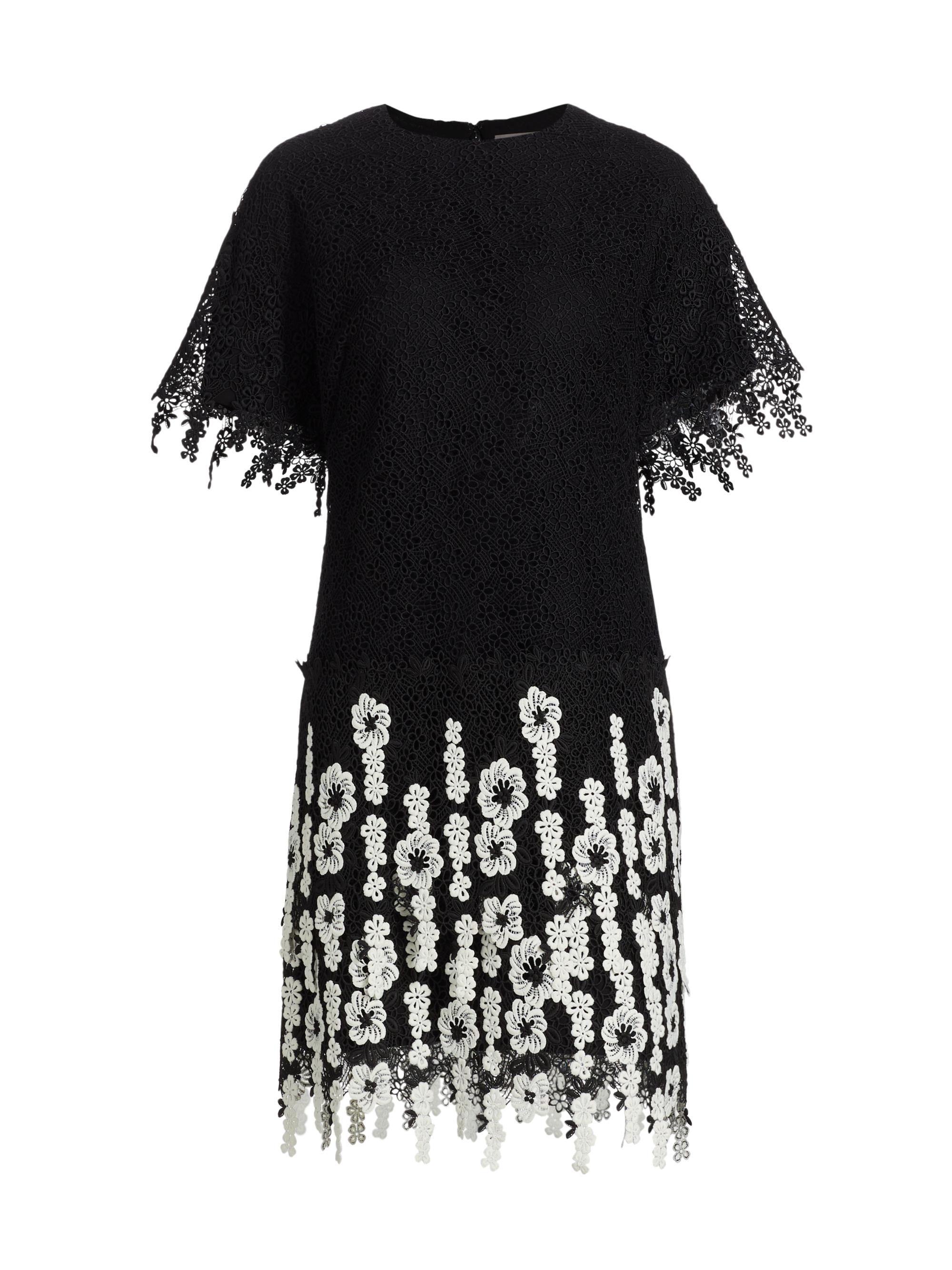 Lela Rose Women's Lace Floral Minidress - Black White
