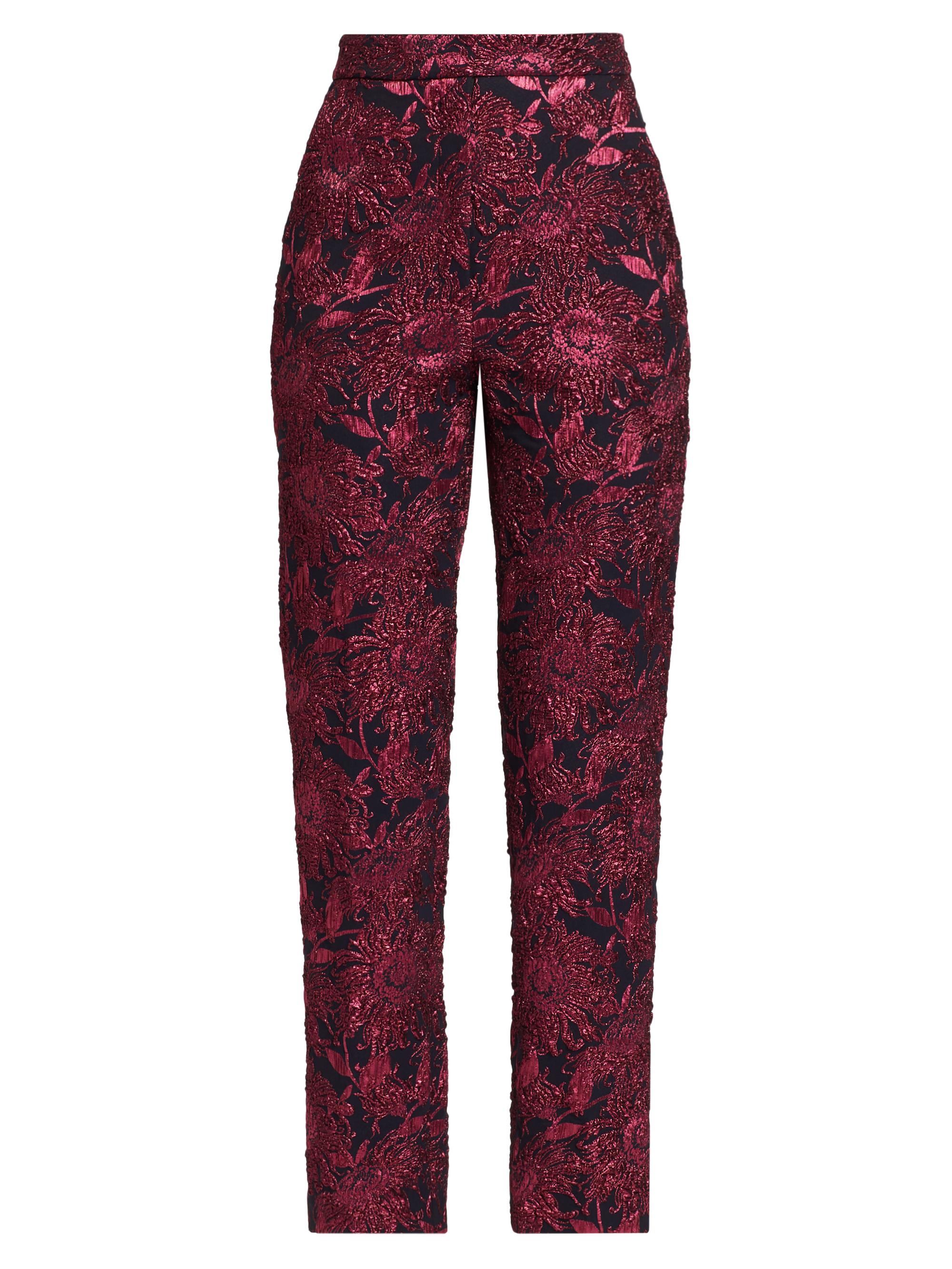 Lela Rose Women's Demi Metallic Jacquard Pants - Navy Pink