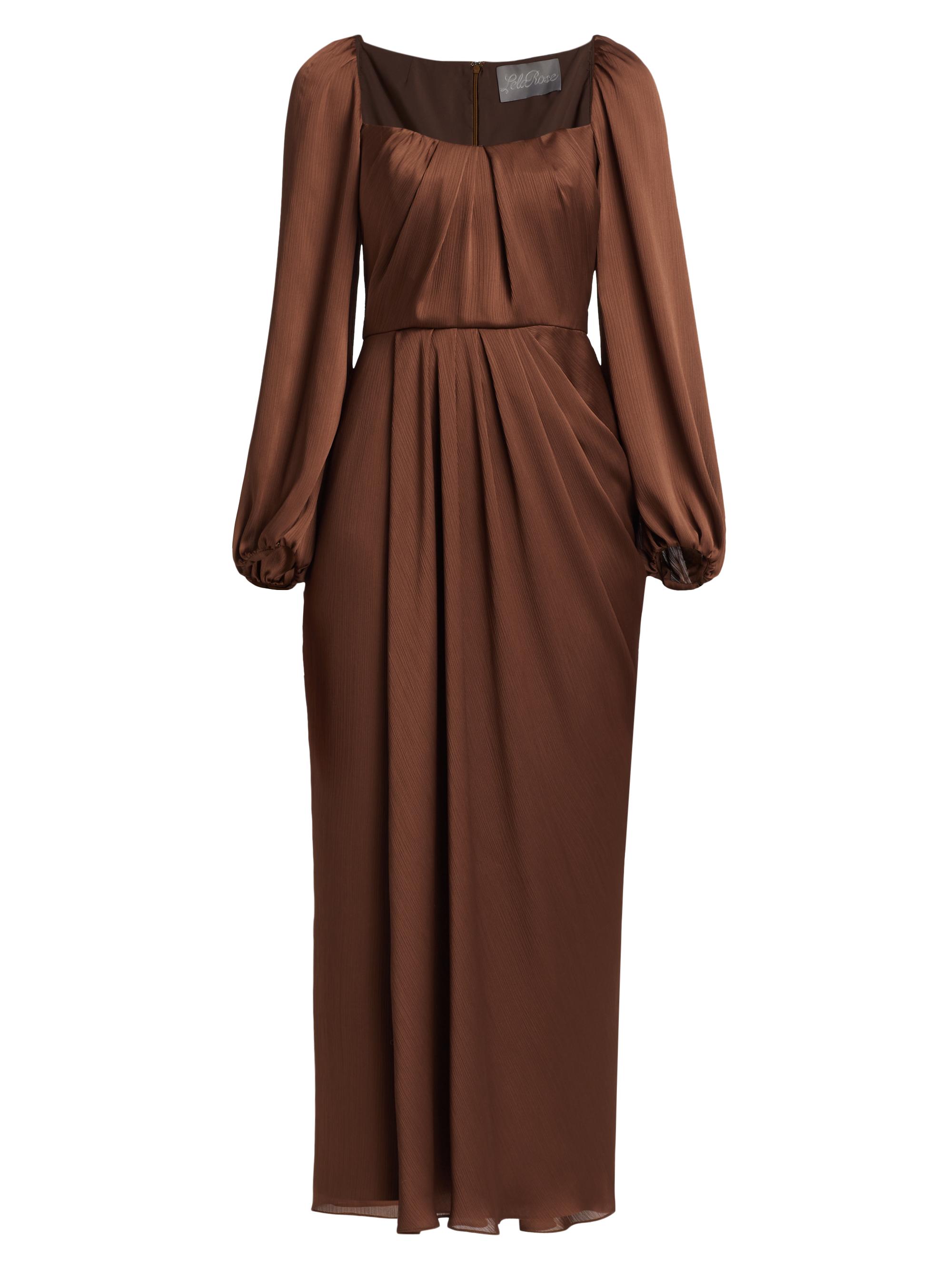 Lela Rose Women's Chiffon Squareneck Midi-Dress - Chestnut