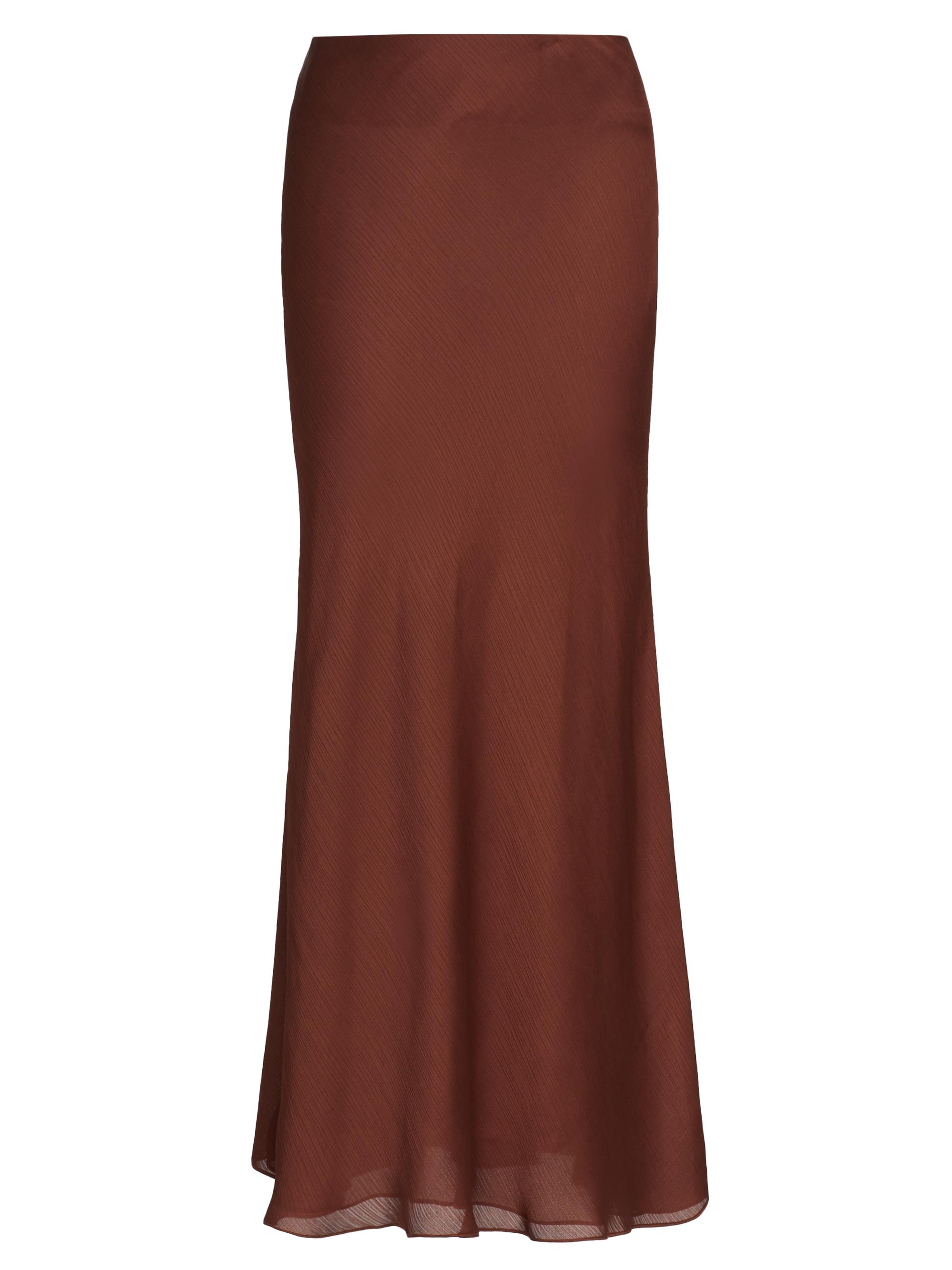 Lela Rose Women's Plissé Chiffon A-Line Maxi Skirt - Chestnut