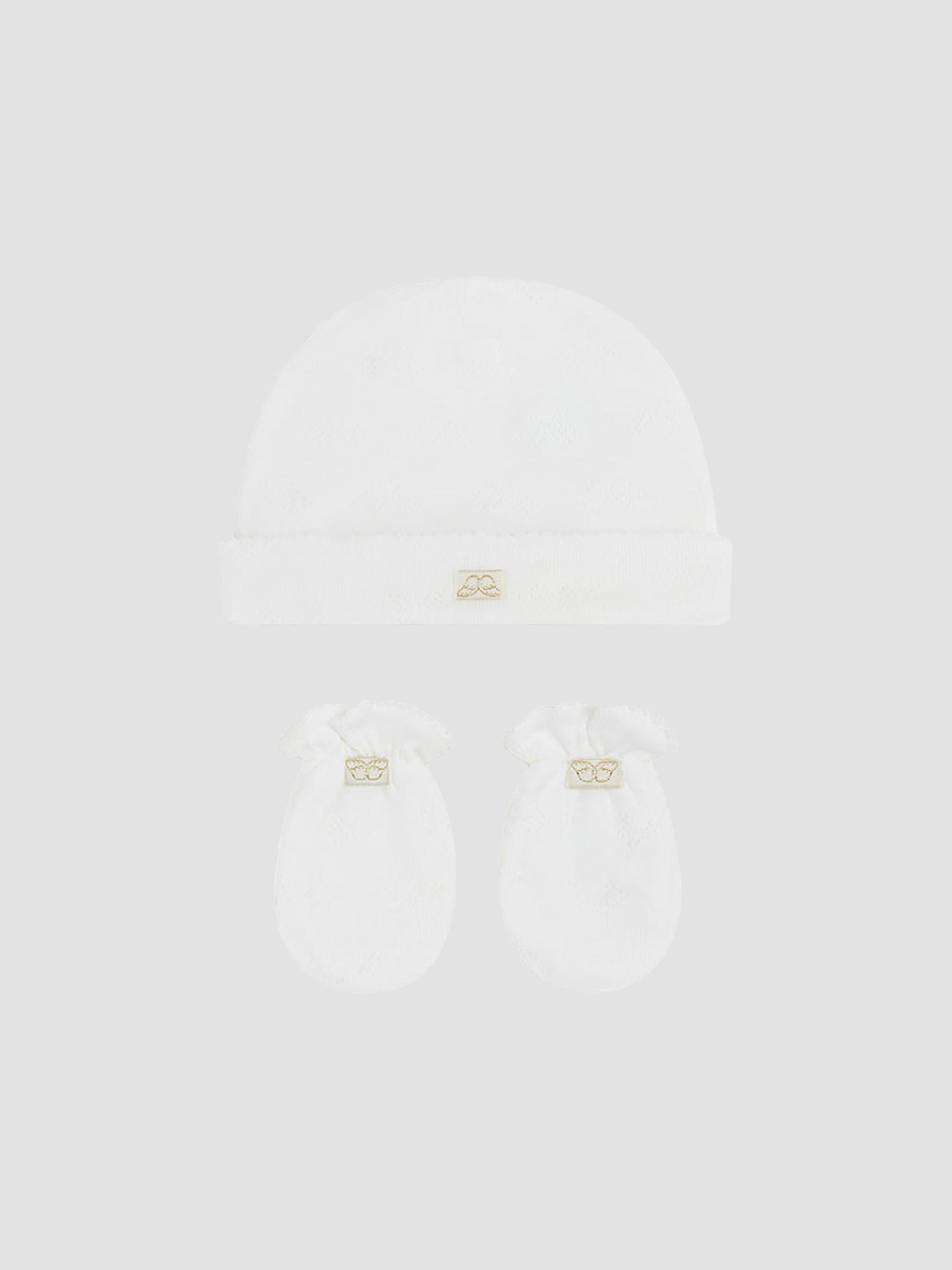 Marie-Chantal Baby's Beanie & Mittens Set - White | Thumbnail 4