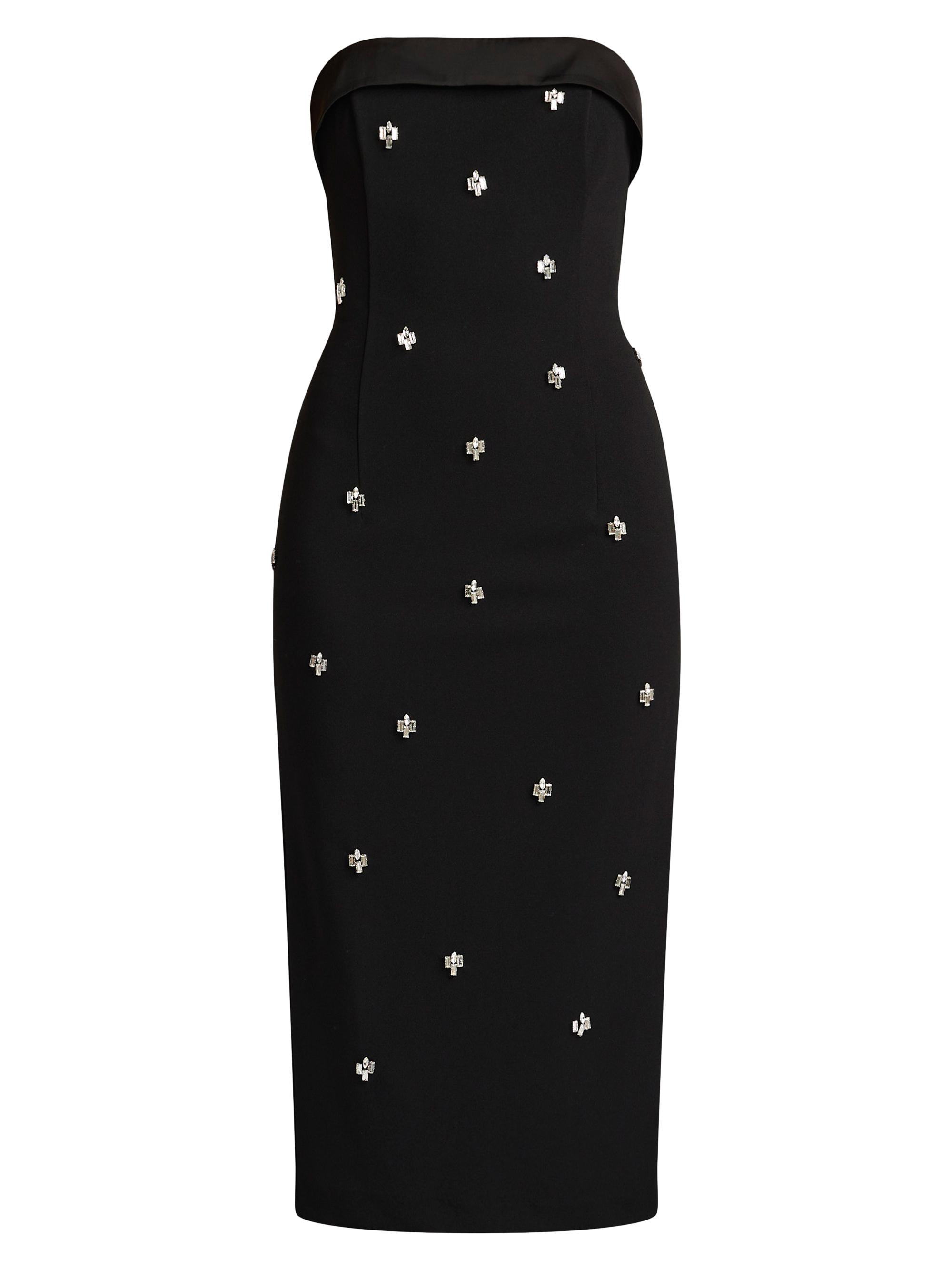 Zac Posen Women's Beaded Tuxedo Strapless Midi-Dress - Black