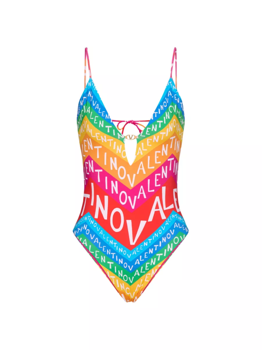 Shop Valentino Garavani Chevron Lycra 24 One-Piece Swimsuit Shop Valentino Garavani Chevron Lycra 24 One-Piece Swimsuit