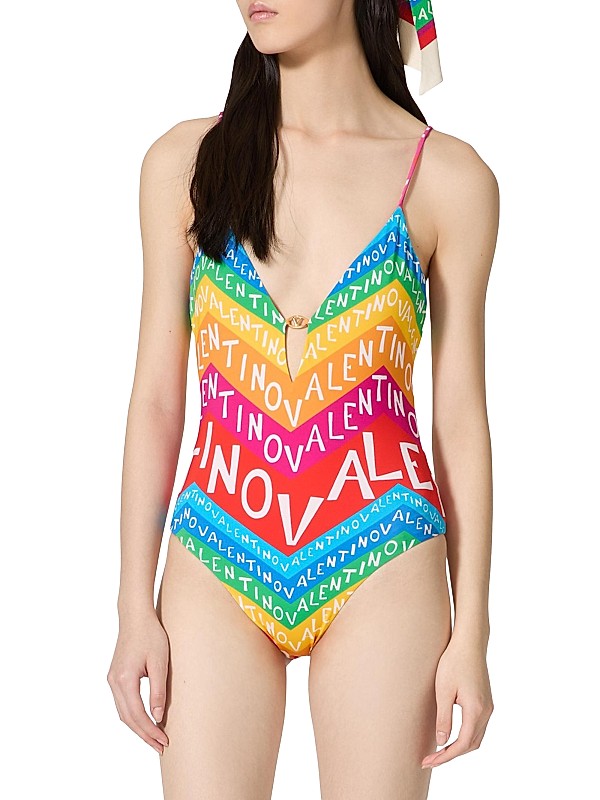 Shop Valentino Garavani Chevron Lycra 24 One-Piece Swimsuit Shop Valentino Garavani Chevron Lycra 24 One-Piece Swimsuit