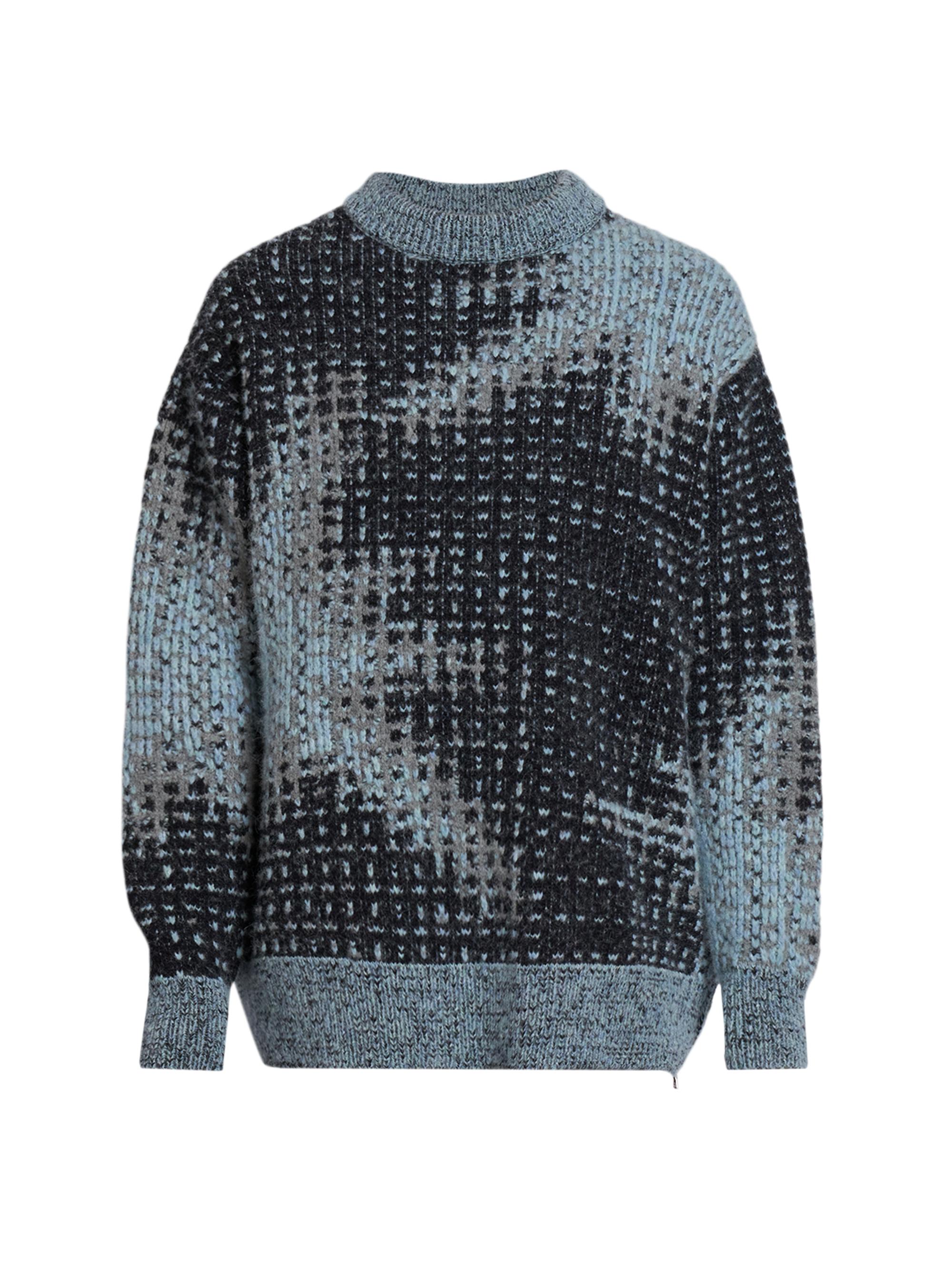 Dries Van Noten Men's Monet Pixelated Alpaca-Blend Sweater - Light Blue
