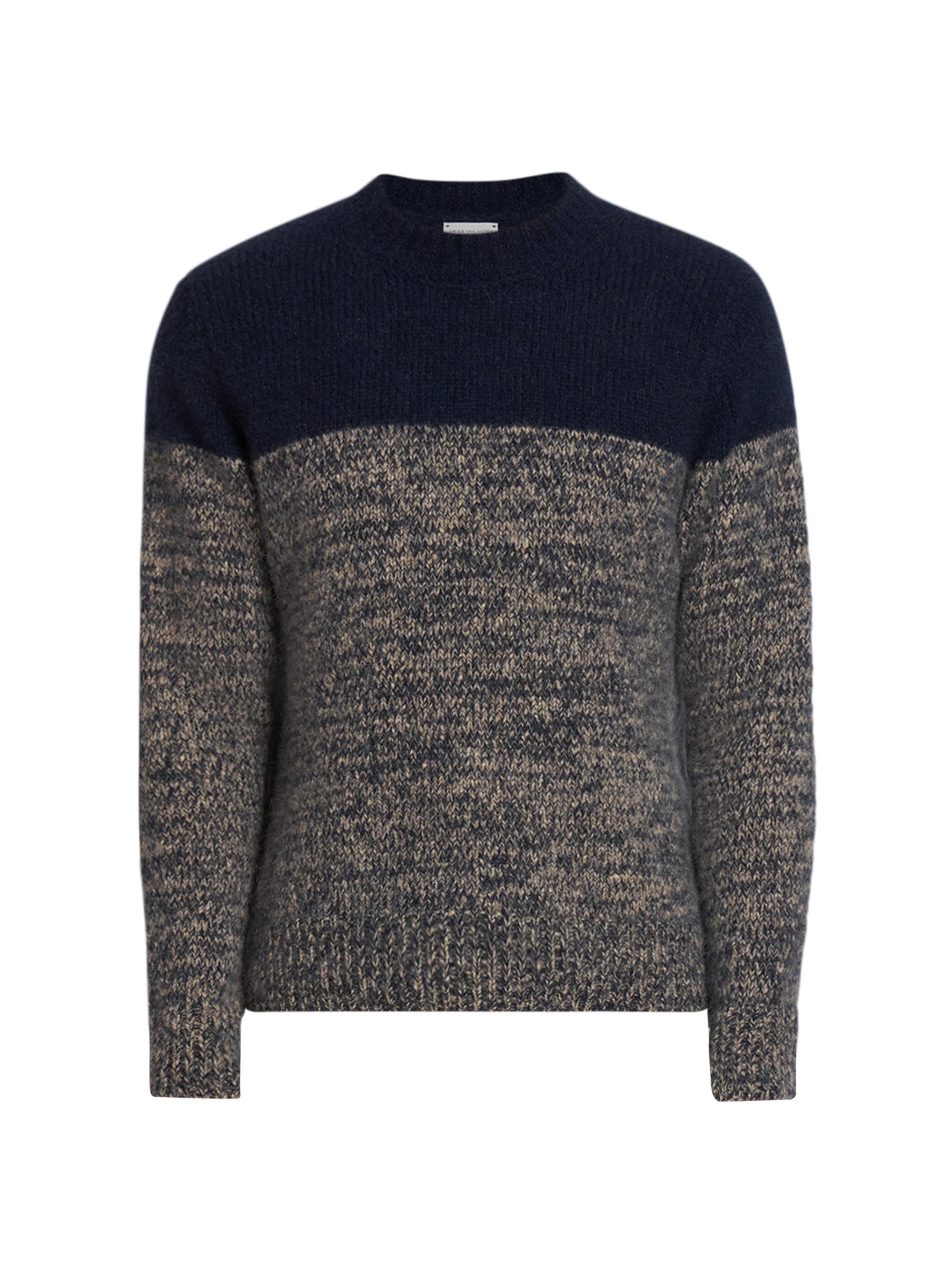 Dries Van Noten Men's Moritz Colorblocked Alpaca-Blend Sweater - Navy