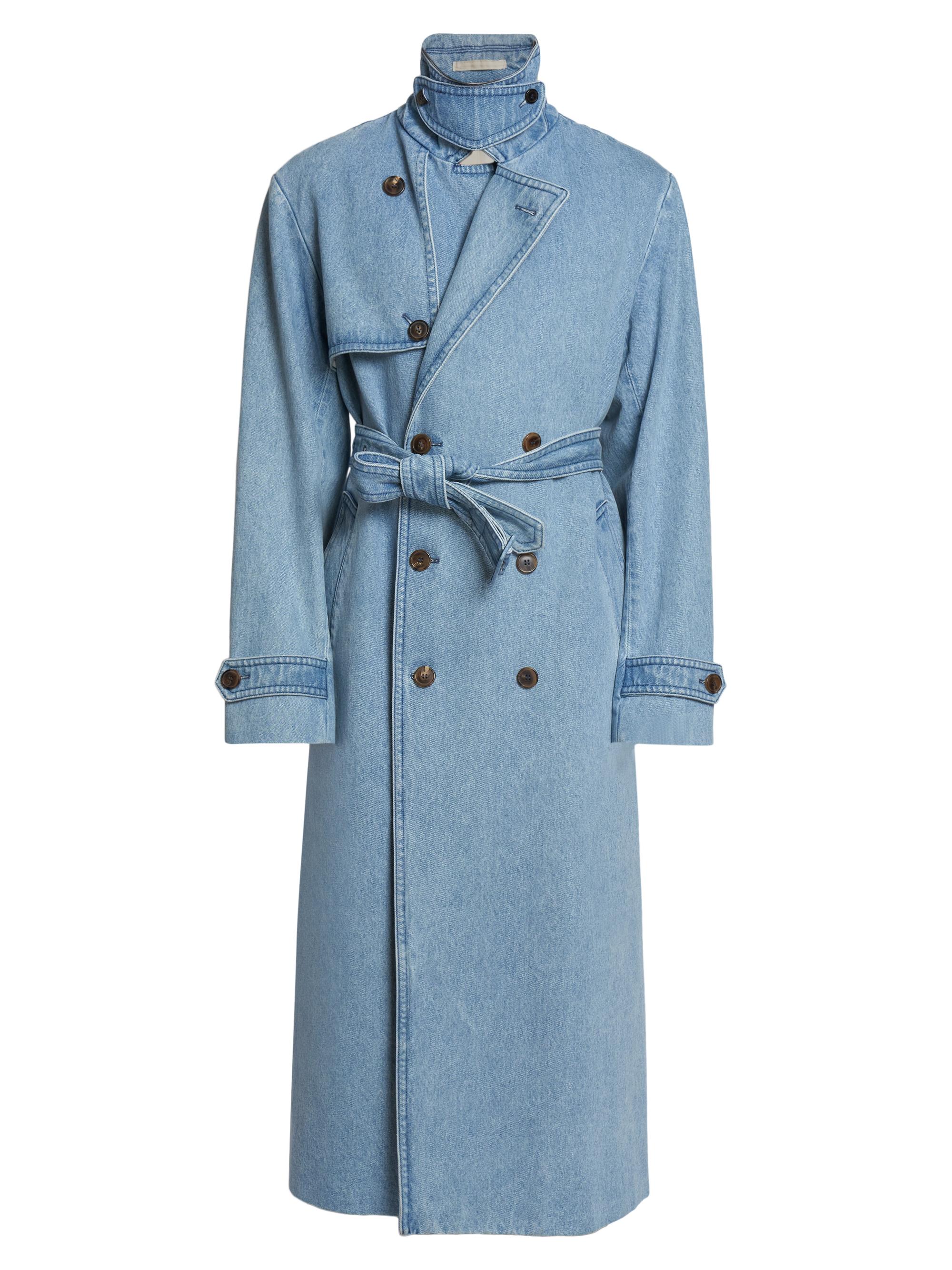 Dries Van Noten Men's Ralphie Cotton Denim Trench Coat - Light Blue