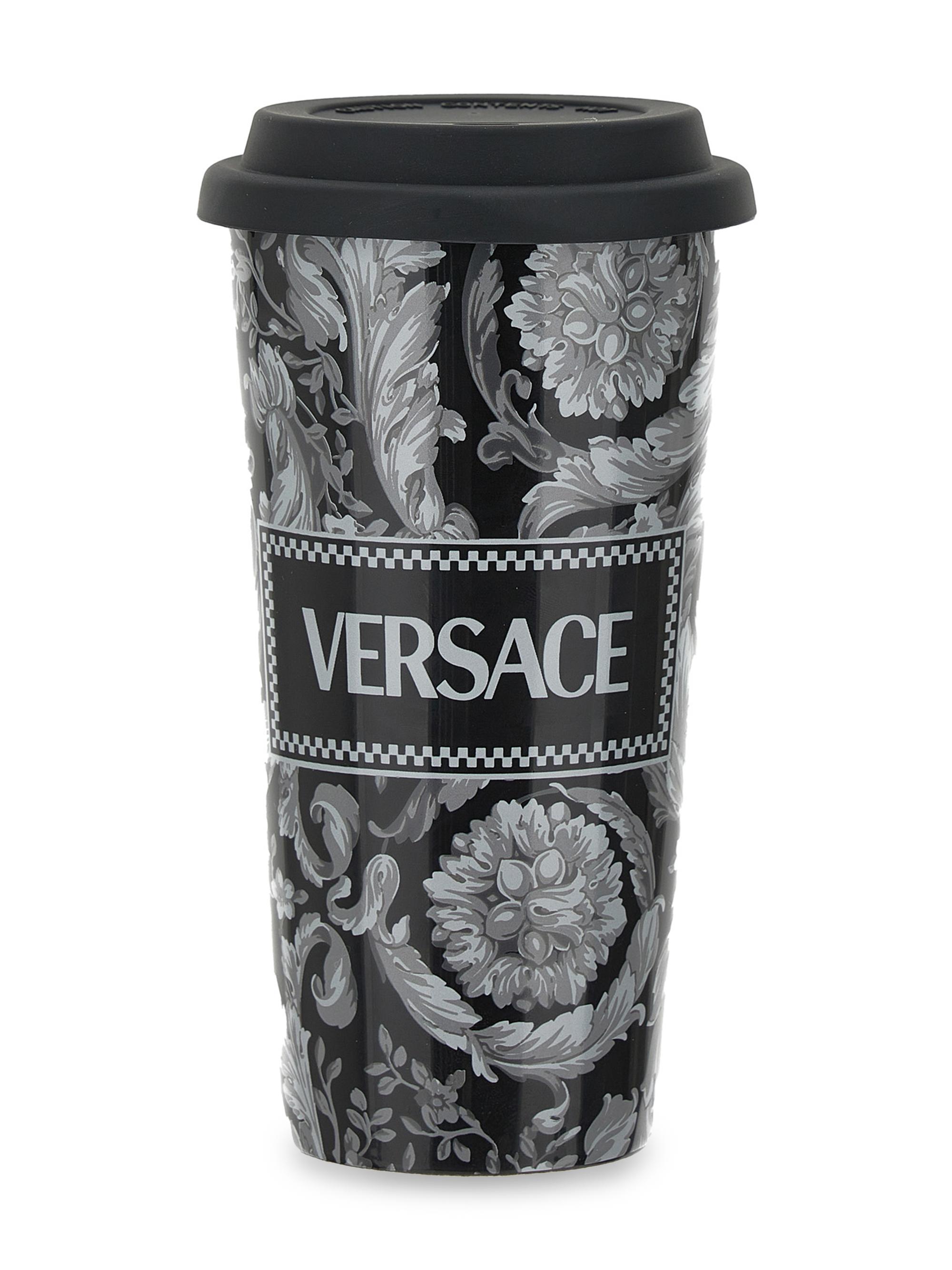 Versace Home Collection Barocco Travel Mug, 16.9 oz. Black-Grey, image size:829x1106