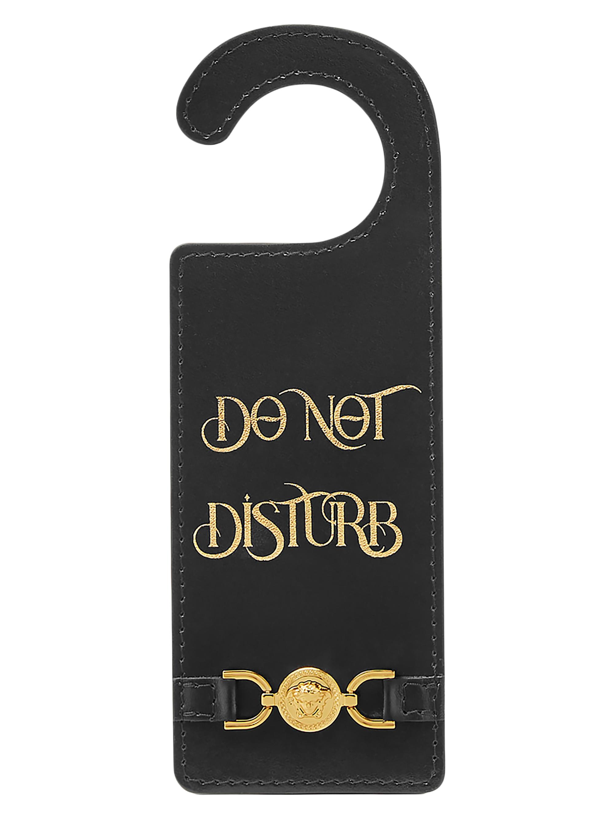 Versace Do Not Disturb Leather Door Hanger - Black