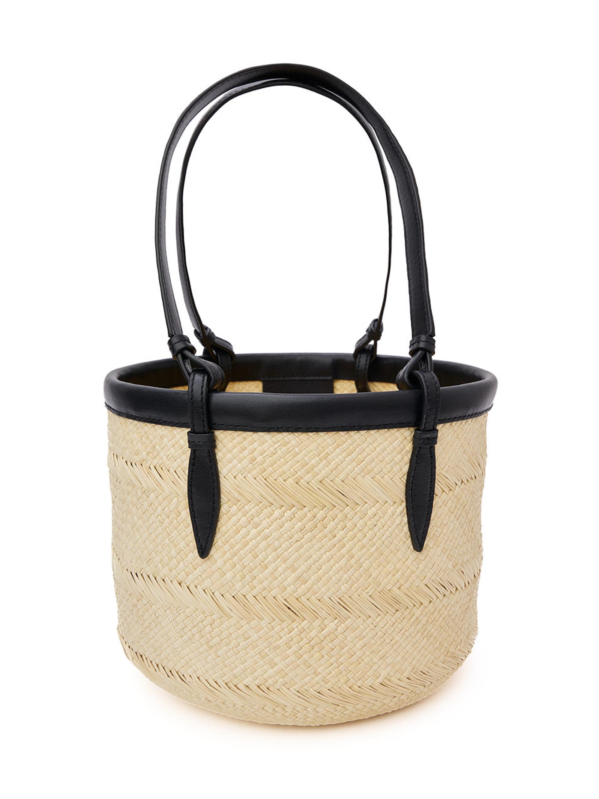 Hunting Season Women's  Iraca & Leather Basket Bag - Natural Black