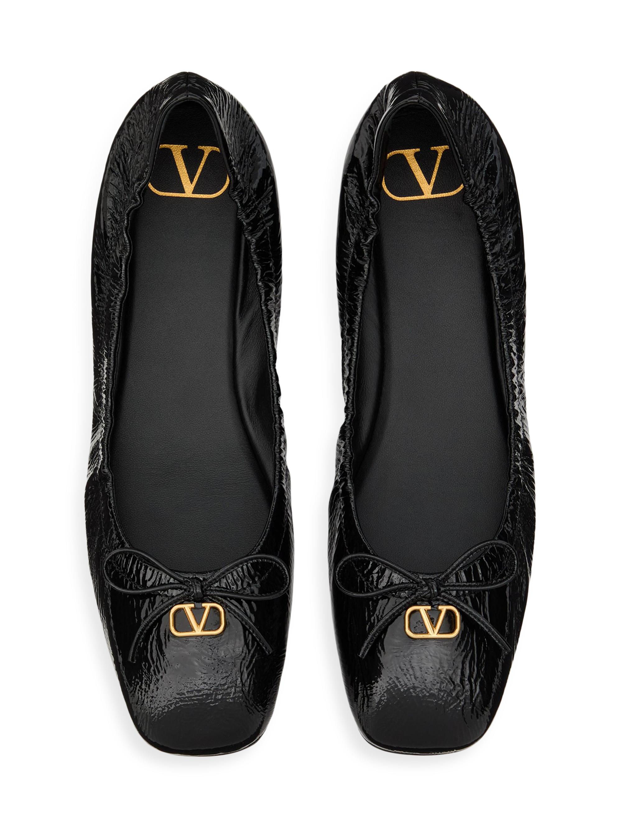 Valentino Garavani VLogo Signature Patent Leather Ballerina Flats