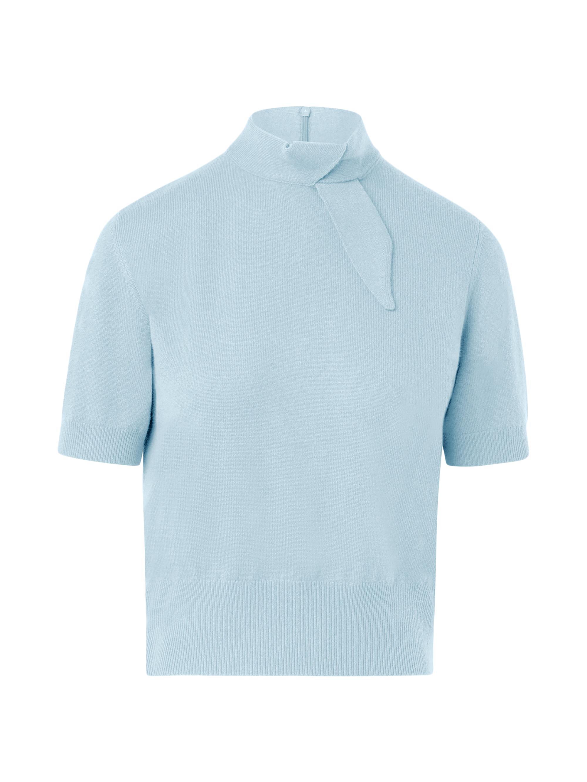 Akris Women's Tie-Neck Cashmere Top - Stone Blue