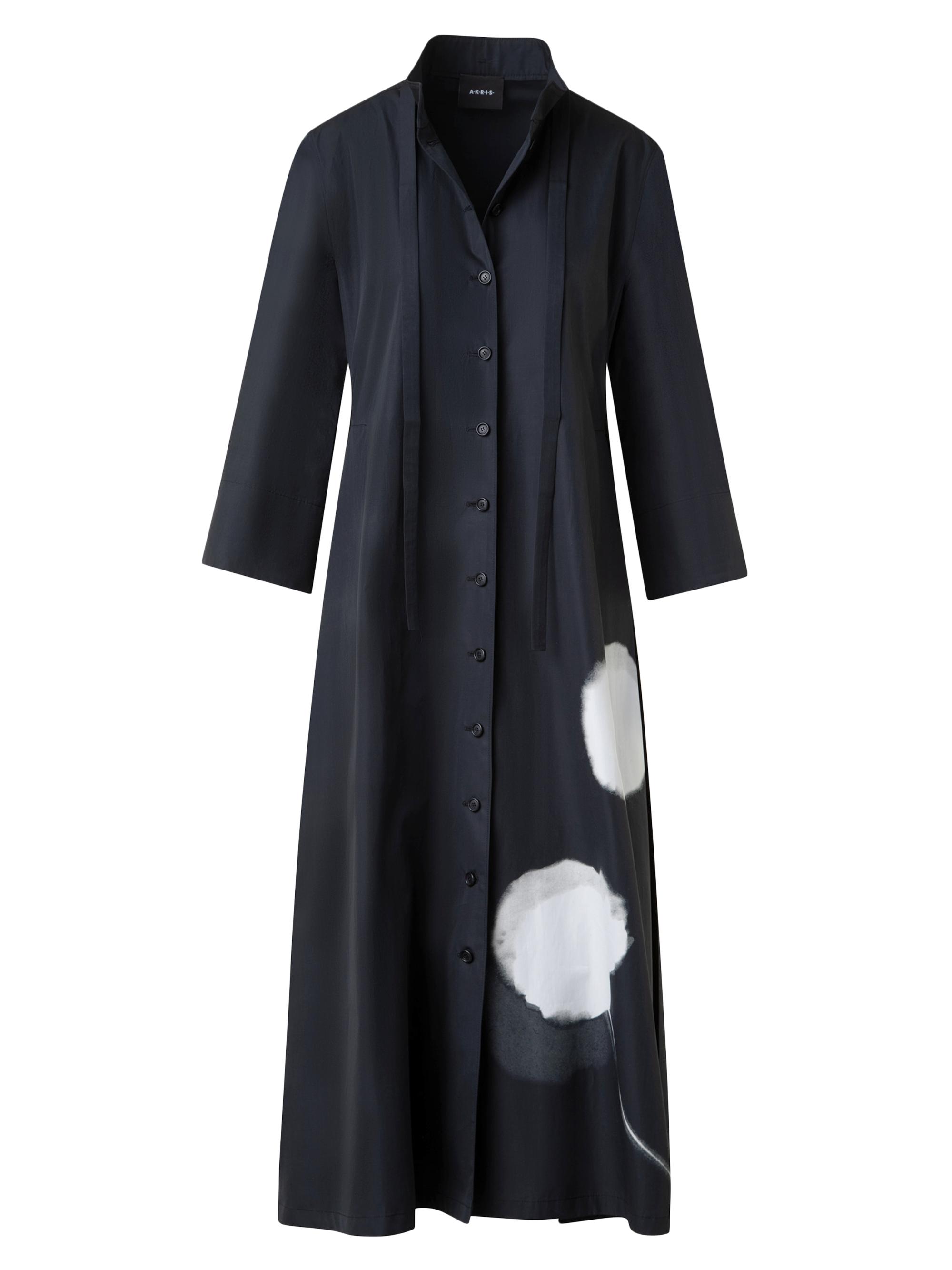 Akris Women's Dandelion Cotton Button-Front Midi-Dress - Black Ecru