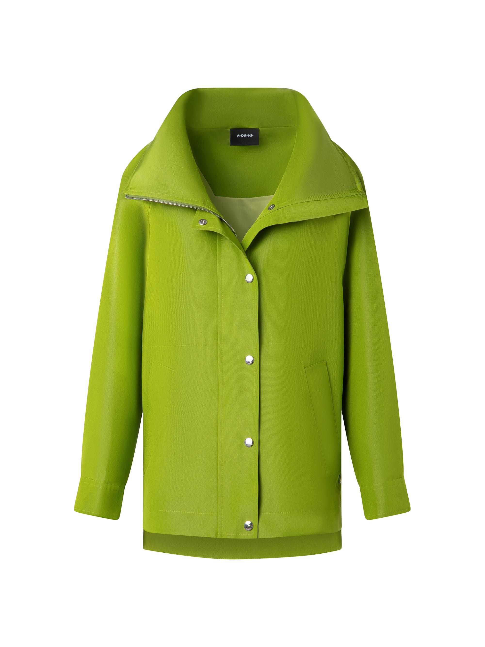 Akris Women's Palina Silk Concealed-Hood Parka - Grass Green