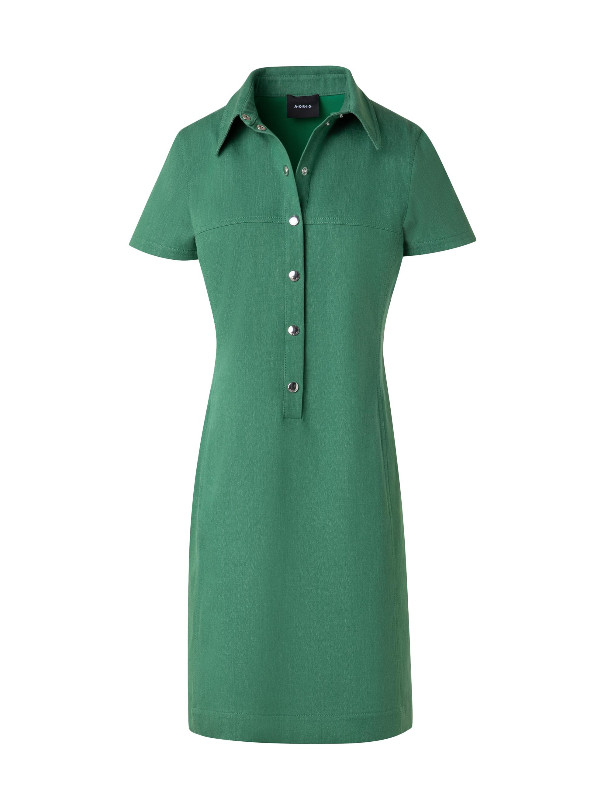 Akris Women's Stretch-Denim Short-Sleeve Minidress - Pine Green