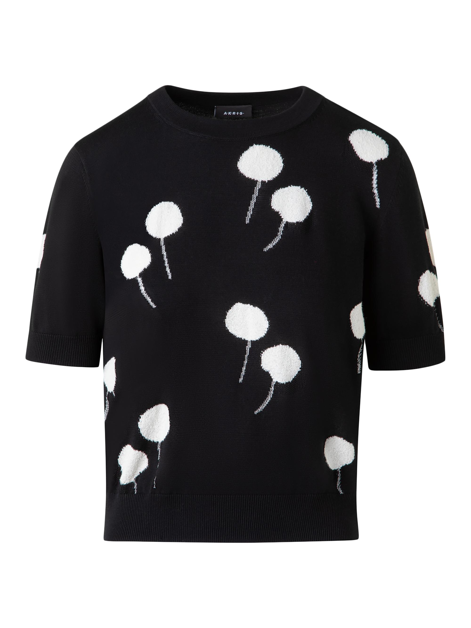 Akris Women's Dandelion Cotton-Blend Intarsia-Knit Crewneck Sweater - Black Ecru