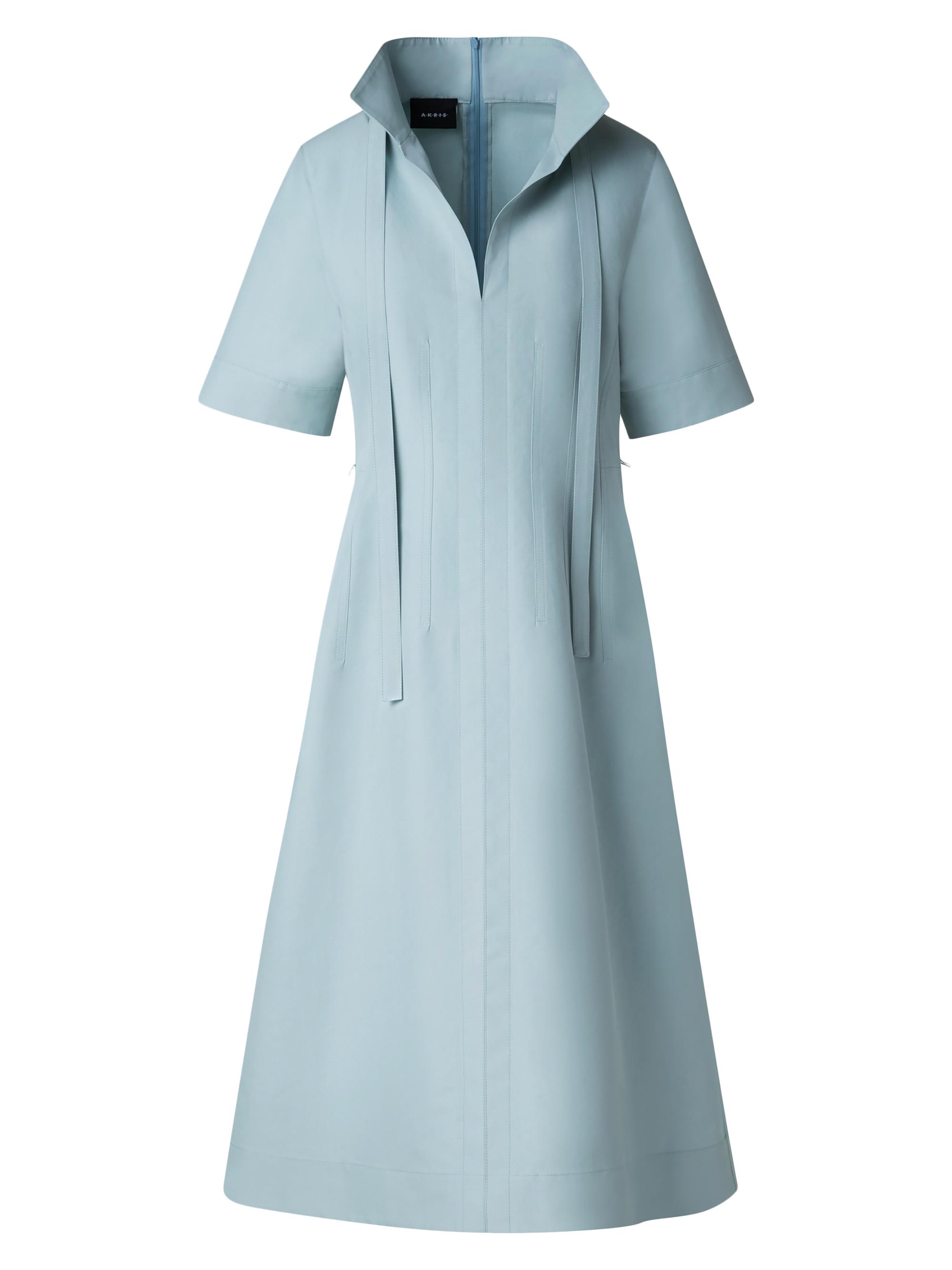Akris Women's Cotton-Poplin Short-Sleeve Midi-Dress - Stone Blue