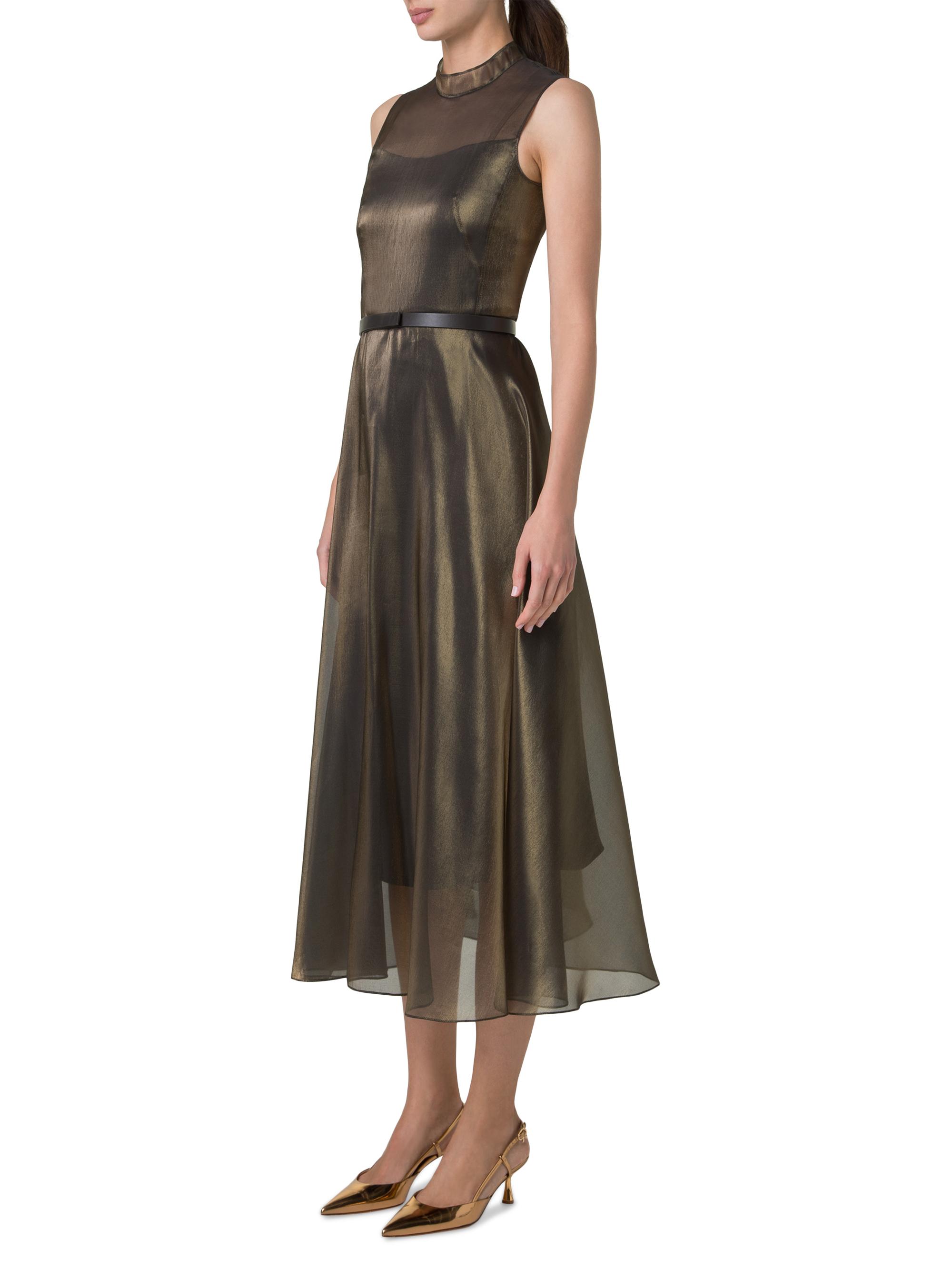 Akris Metallic Silk-Blend Fit & Flare Sleeveless Midi-Dress | Saks