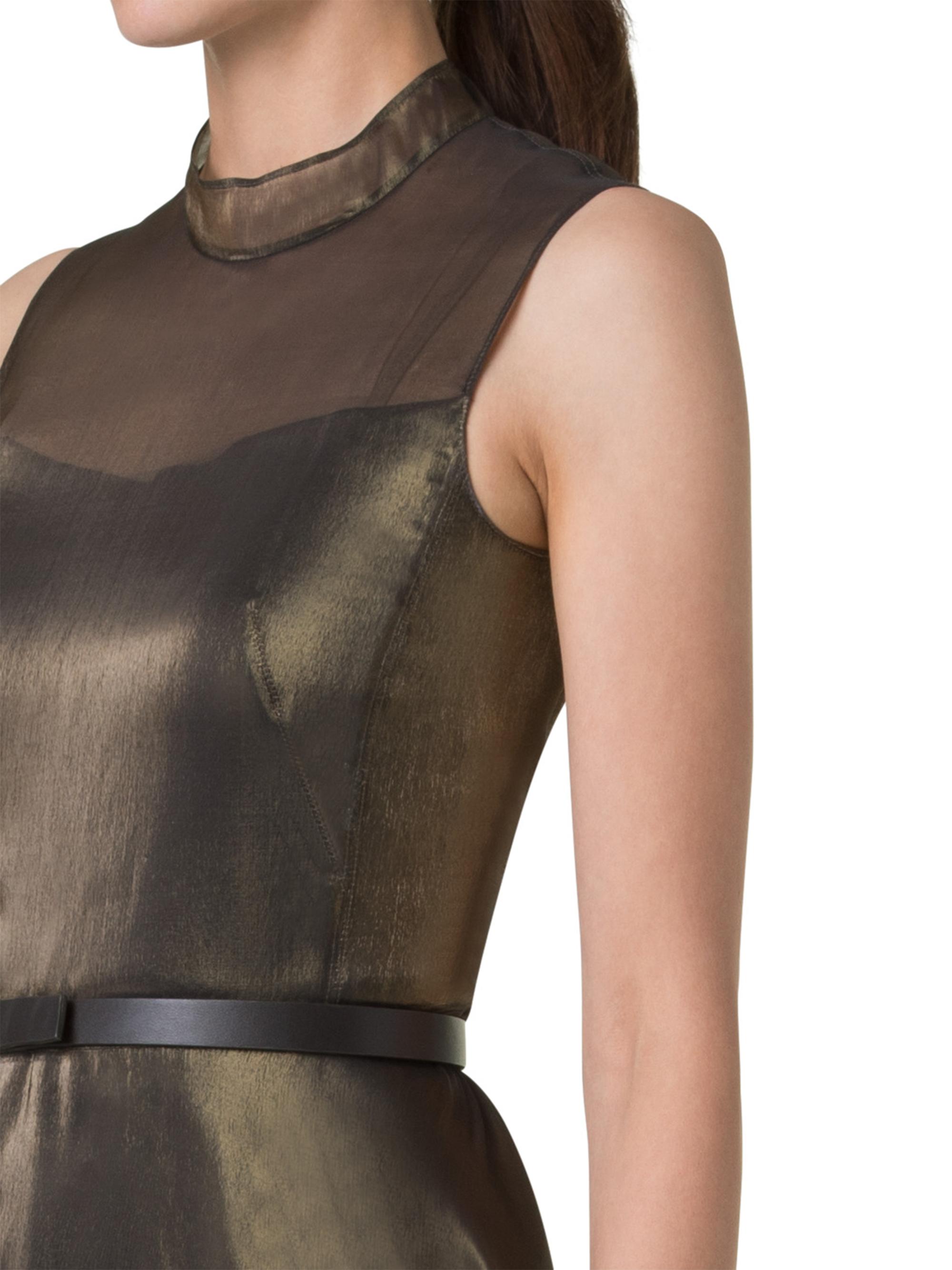 Akris Metallic Silk-Blend Fit & Flare Sleeveless Midi-Dress | Saks