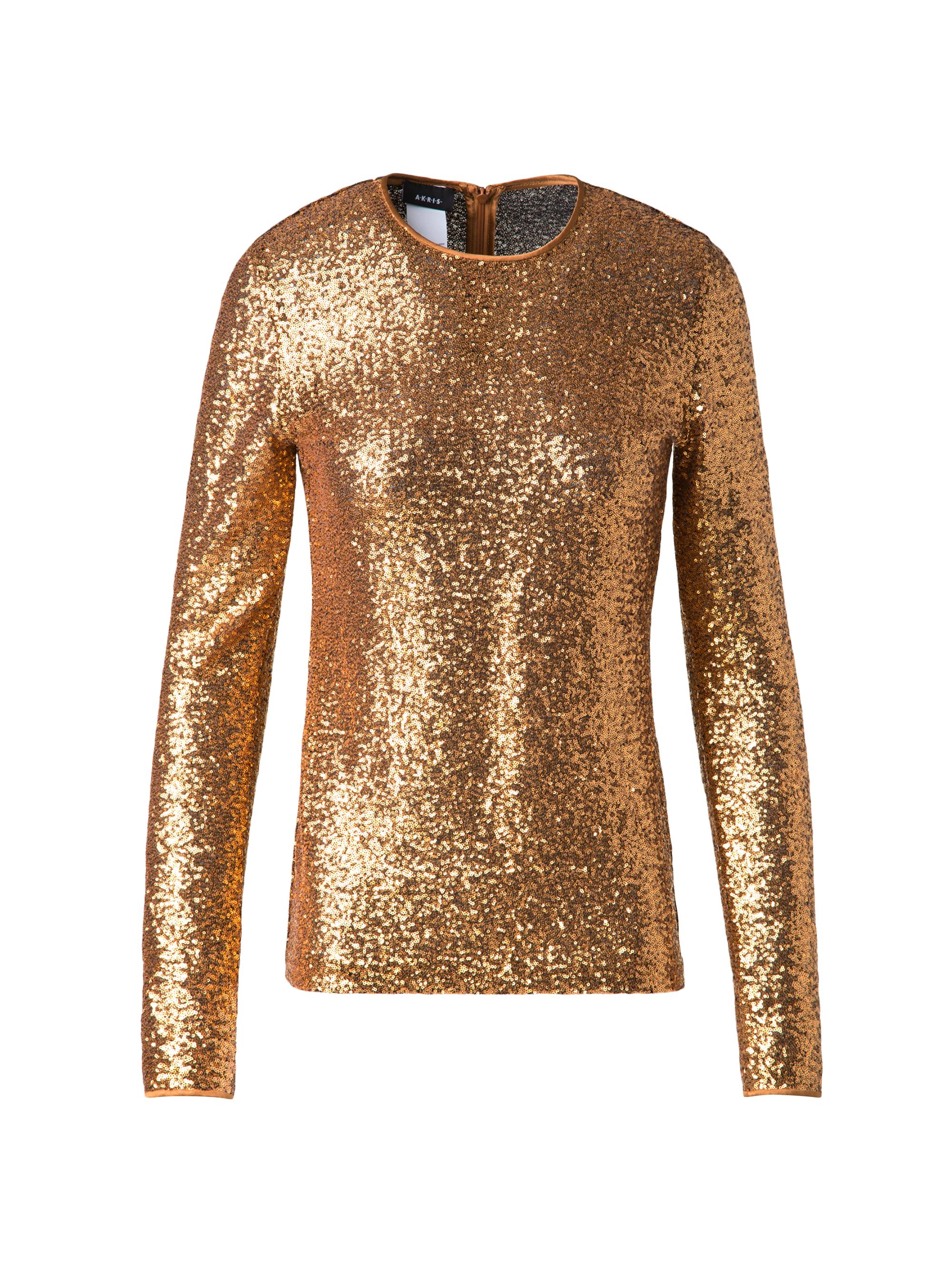 Akris Women's Sequined Jersey Top - Gold