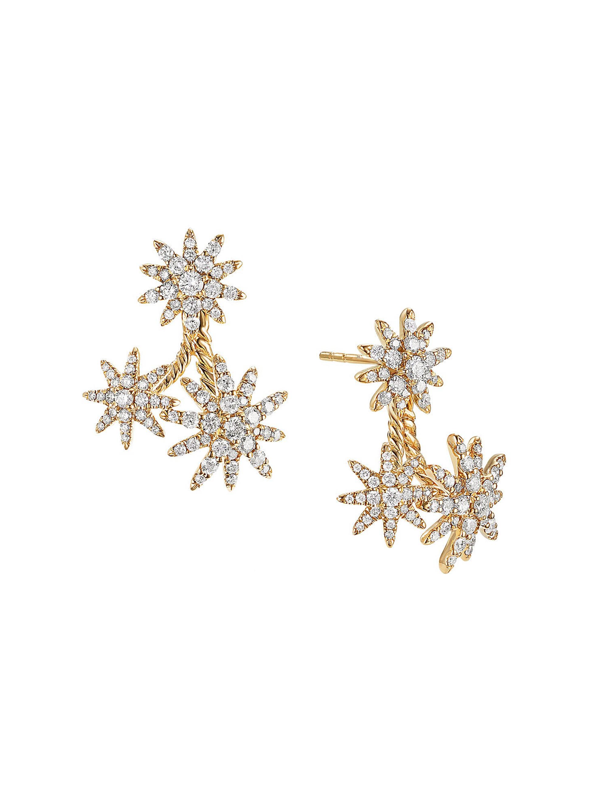 David Yurman Starburst Cluster Drop Earrings in 18K Yellow Gold