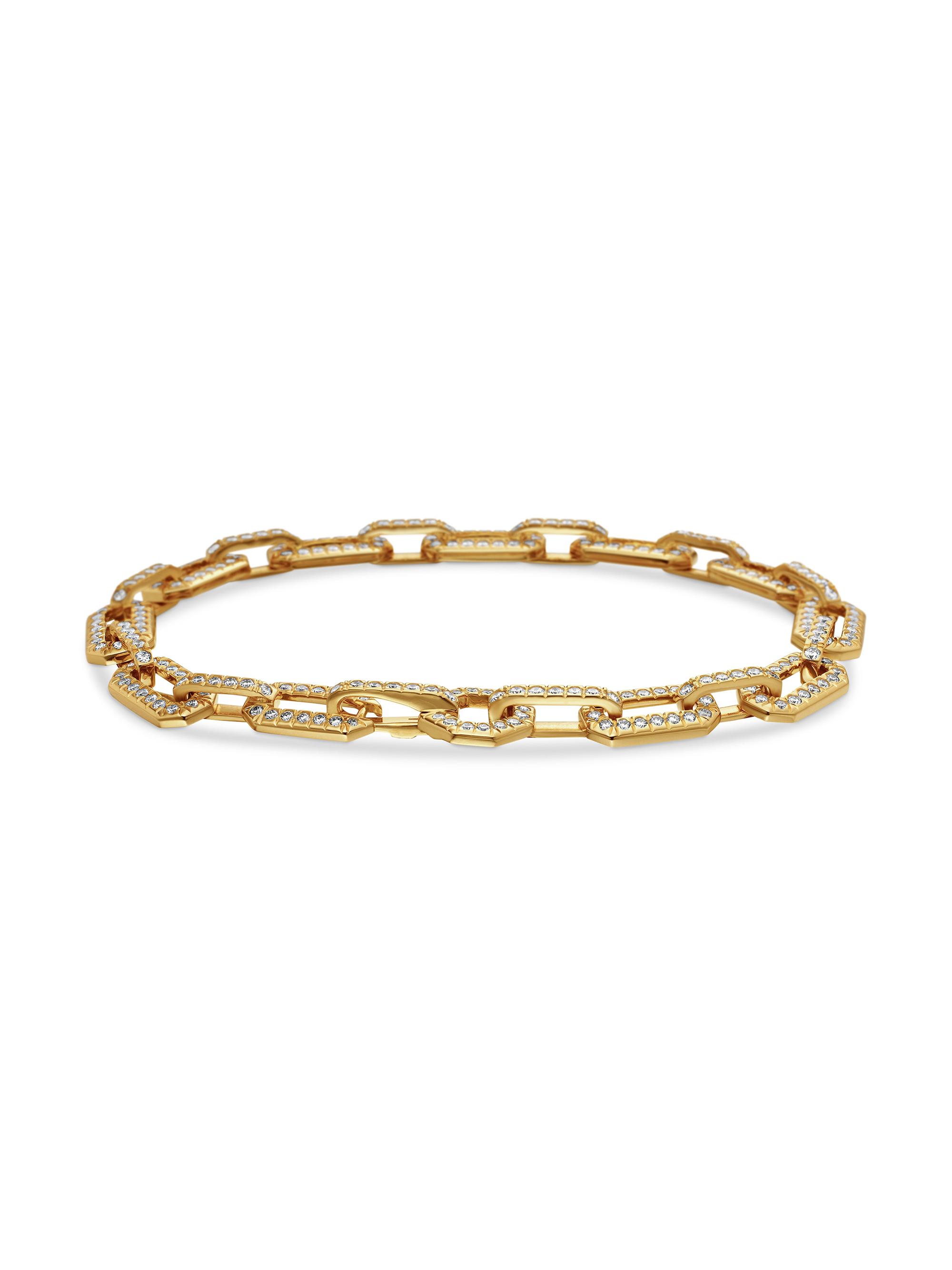 David Yurman Women's Pavé Chain Bracelet in 18K Yellow Gold - Diamond