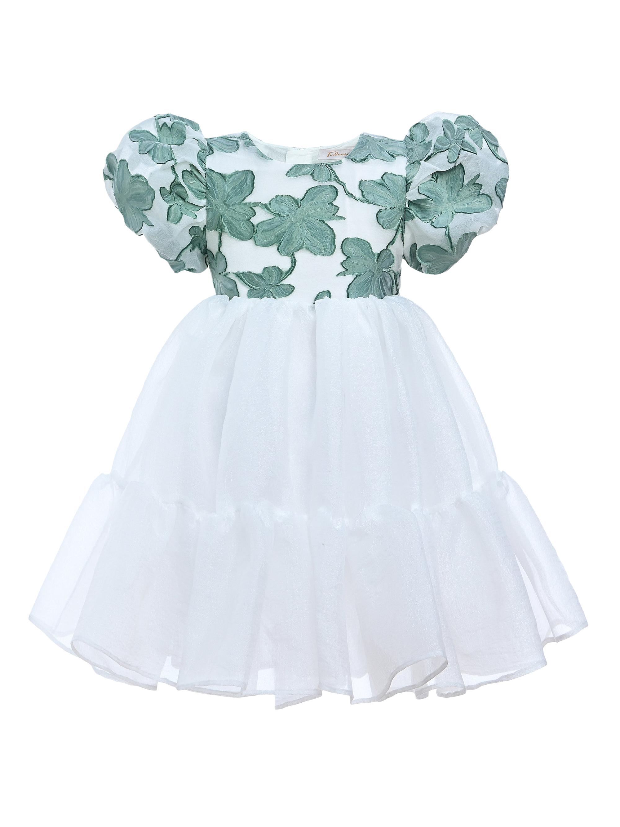 Tulleen Little Girl's & Girl's Winona Dress - Green White