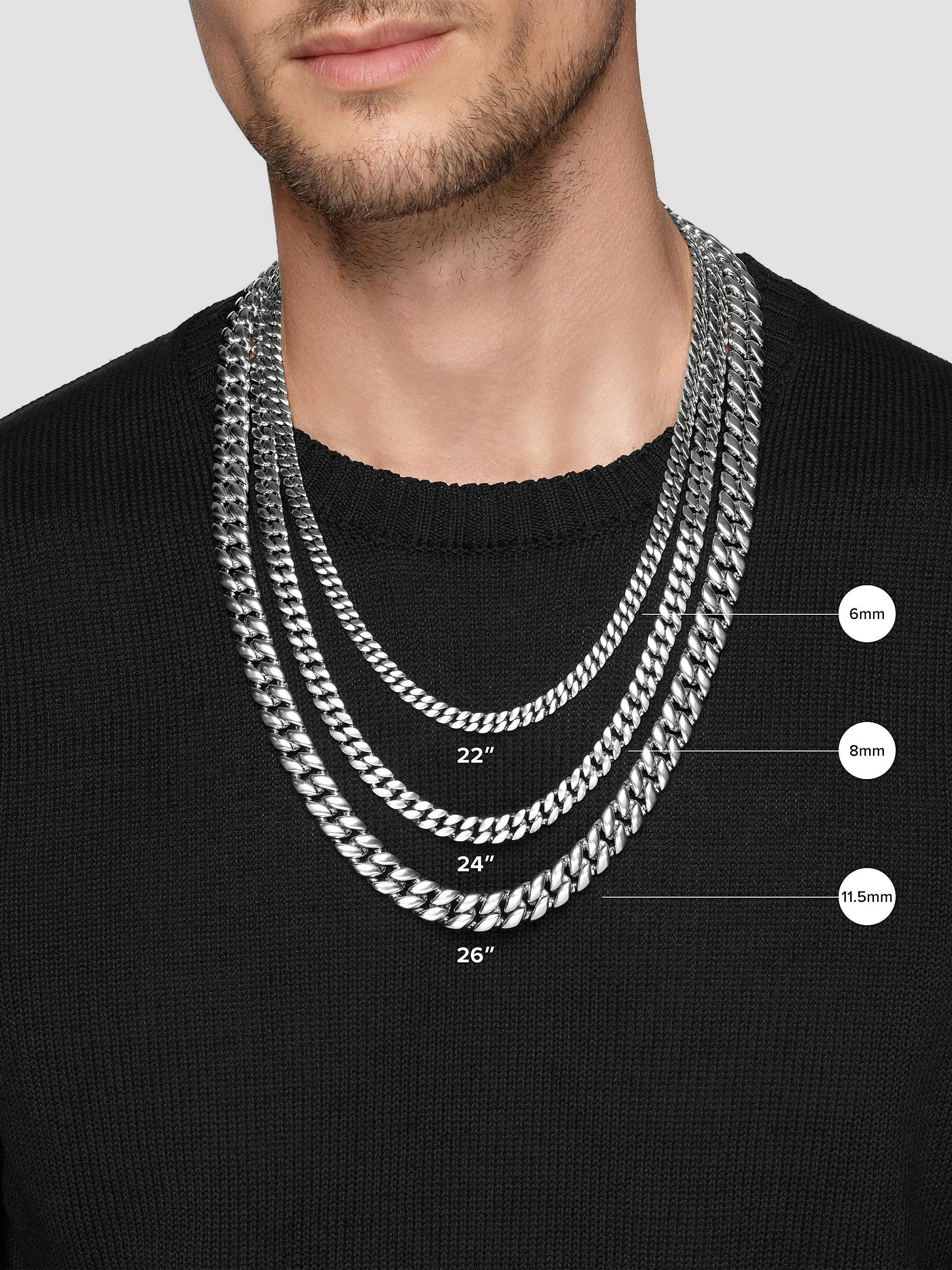 Mens Curb Cuban Link Chain Necklace 925 Sterling Silver Handmade