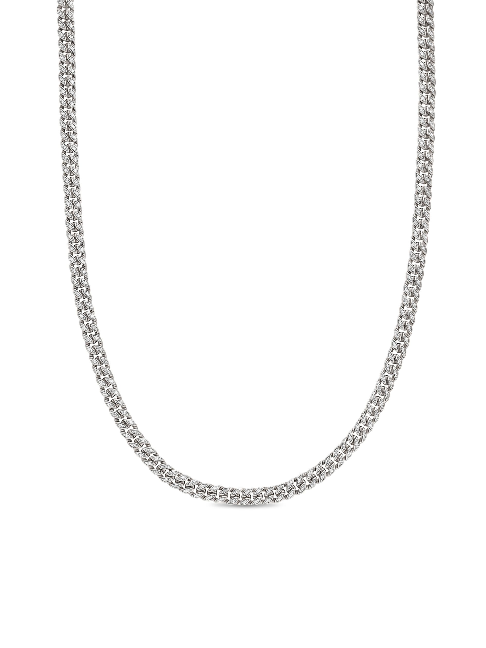 David Yurman Men's Curb Chain Necklace in Sterling Silver, 6MM - Diamond