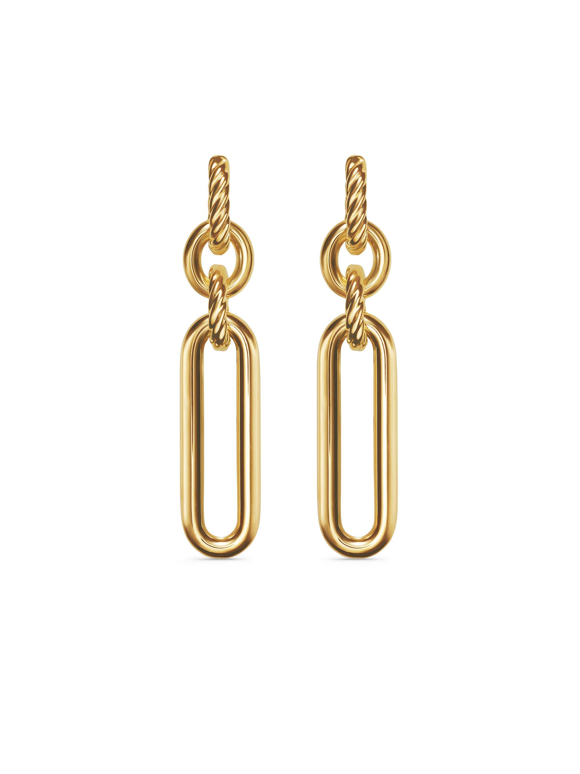 David Yurman Women's Lexington Double Link Drop Earrings in 18K Yellow Gold, 53.5MM - Gold