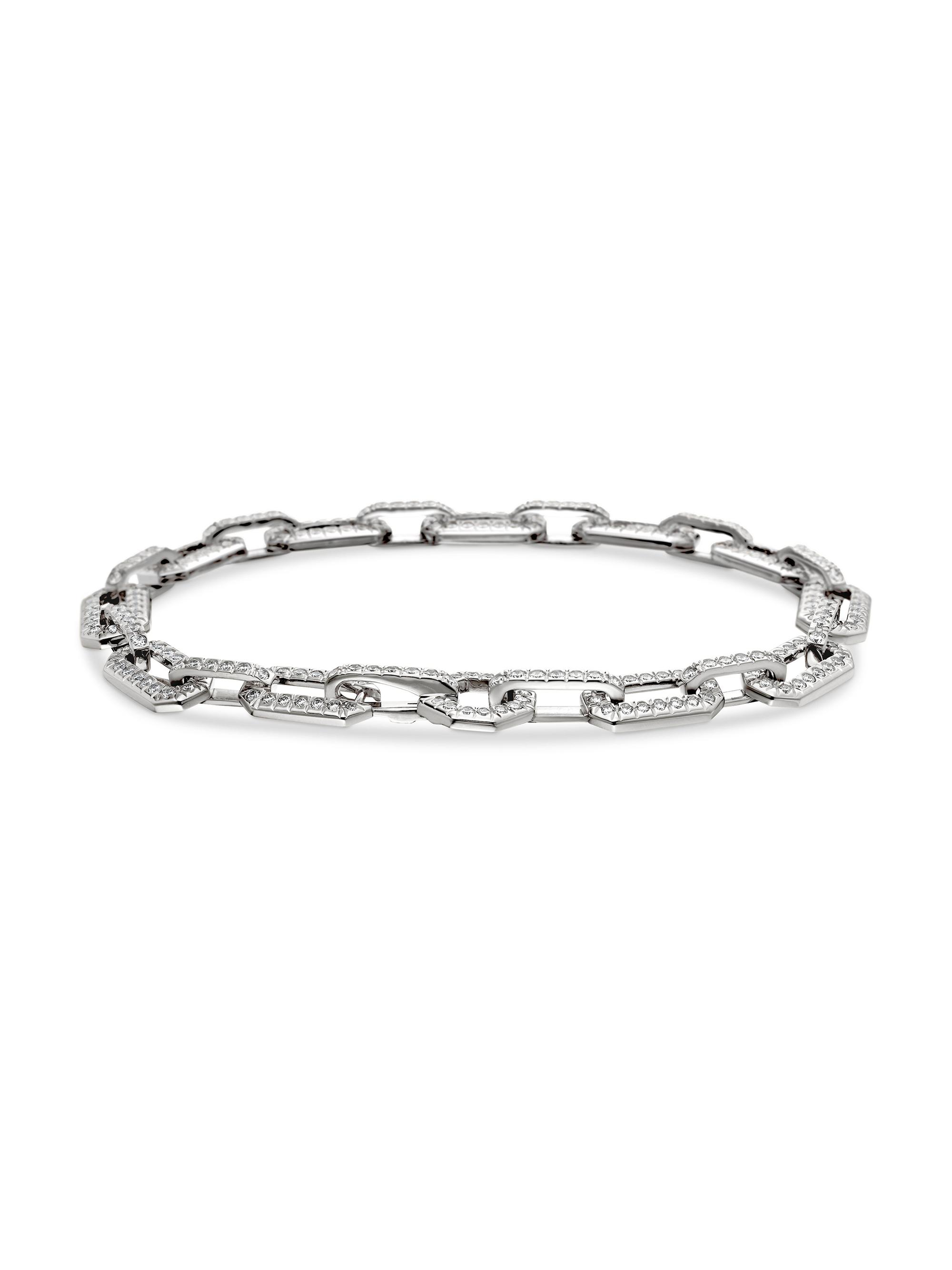 David Yurman Women's Pavé Chain Bracelet in 18K White Gold - Diamond