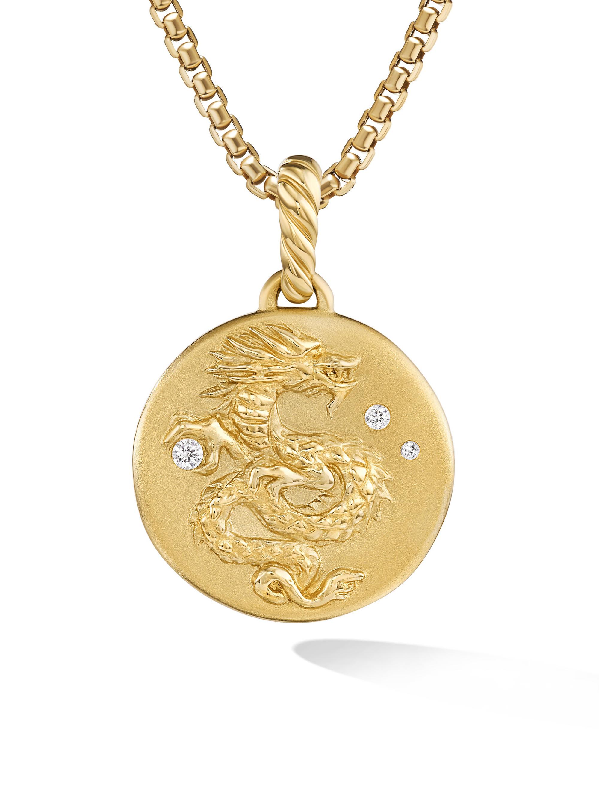 David Yurman Women's Dragon Amulet in 18K Yellow Gold with Diamonds - Diamond