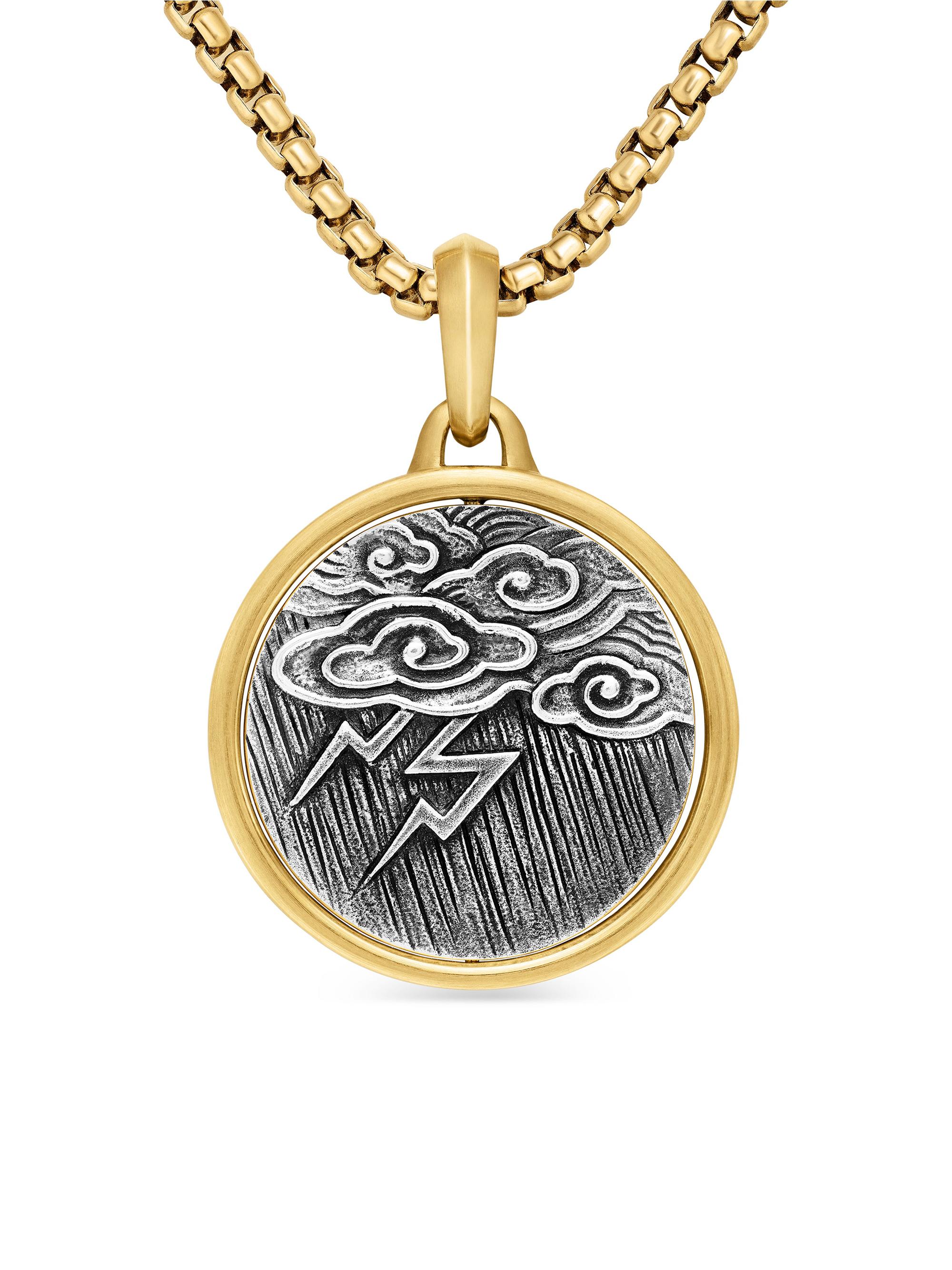 David Yurman Men's Storm Duality Amulet in Sterling Silver with 18K Yellow Gold, 30MM - Silver