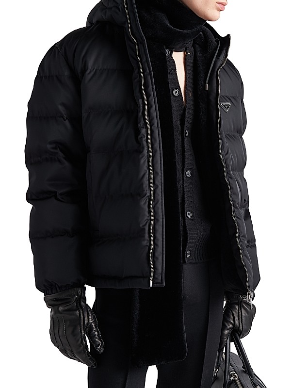 Shop Prada Cropped Re-Nylon Down Jacket | Saks Fifth Avenue Shop Prada Cropped Re-Nylon Down Jacket | Saks Fifth Avenue