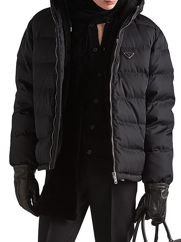 Shop Prada Cropped Re-Nylon Down Jacket | Saks Fifth Avenue Shop Prada Cropped Re-Nylon Down Jacket | Saks Fifth Avenue