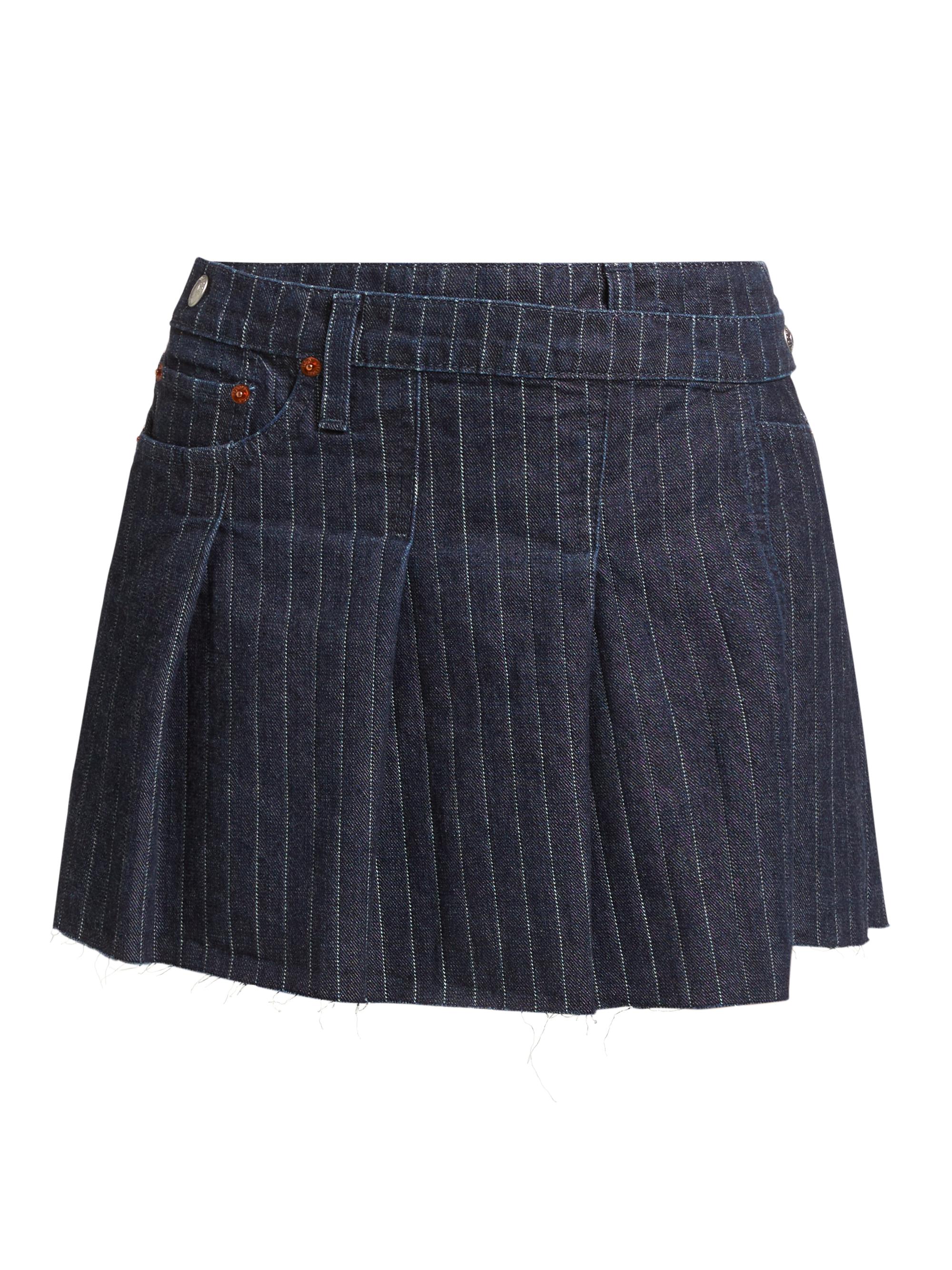 Re/done Women's Pinstripe Denim Tennis Wrap Skirt - Indigo Pin
